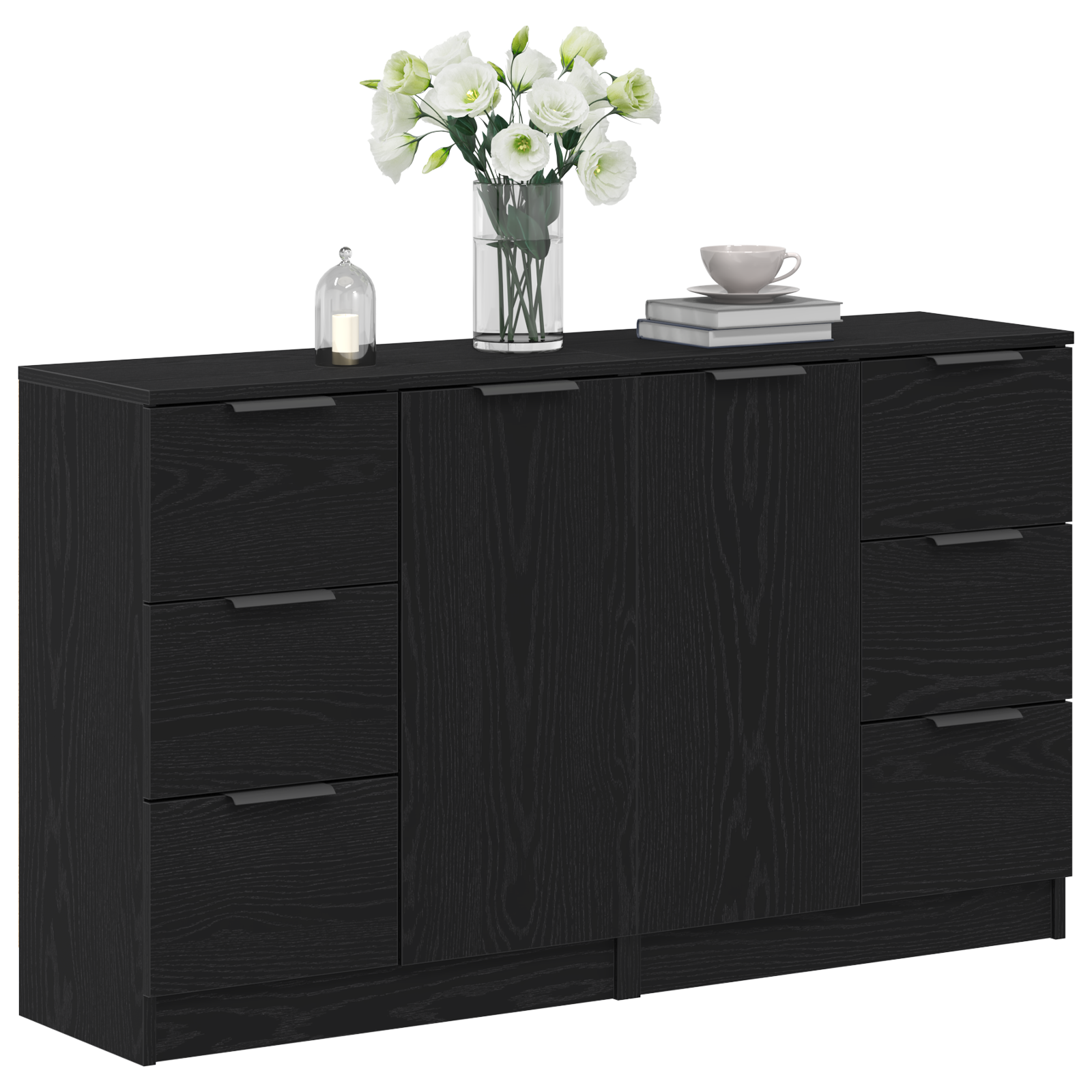 vidaXL Sideboards 2 stuks Zwart Eiken 60x30x70 cm Gelaagd Hout