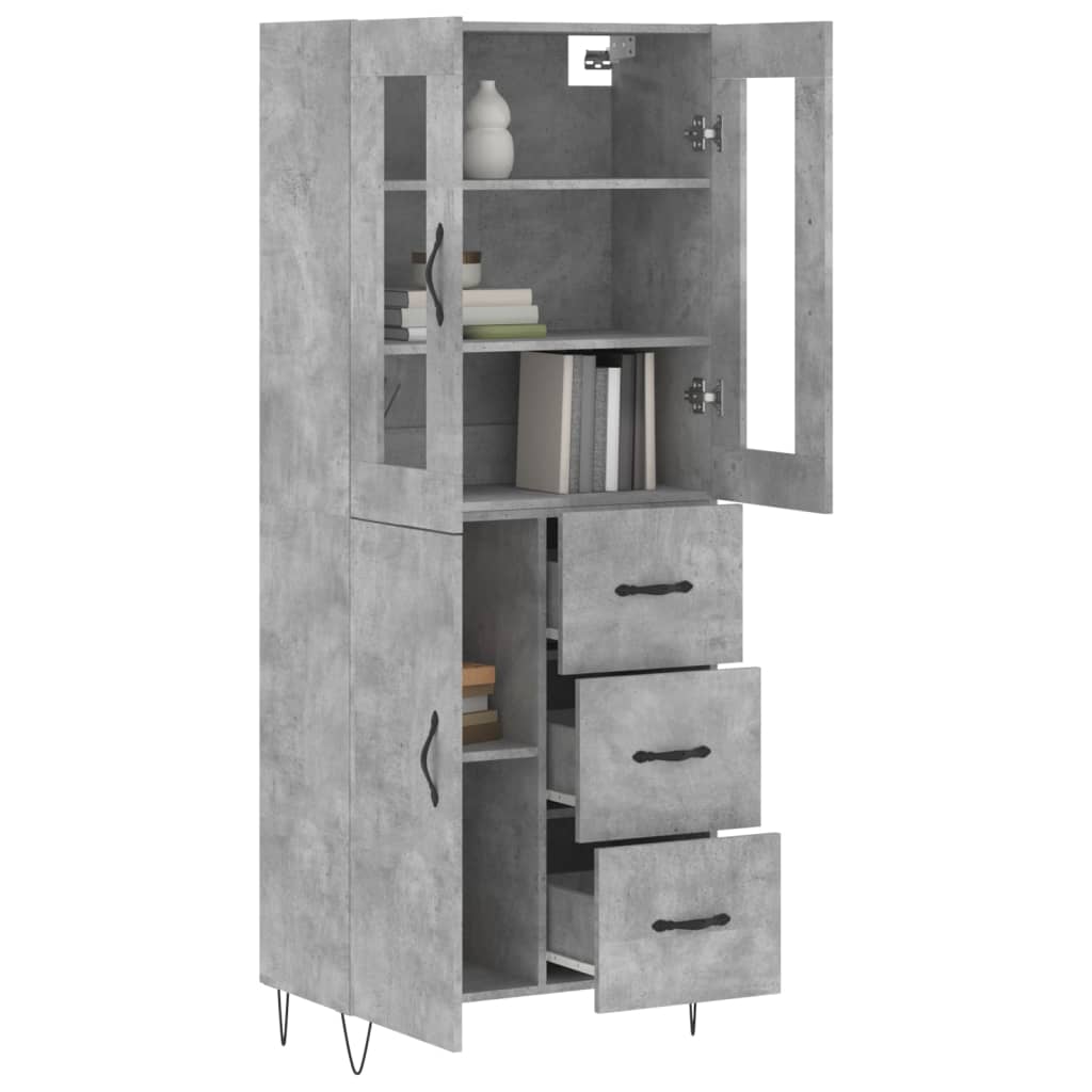 vidaXL Hoge kast 69,5x34x180 cm bewerkt hout betongrijs