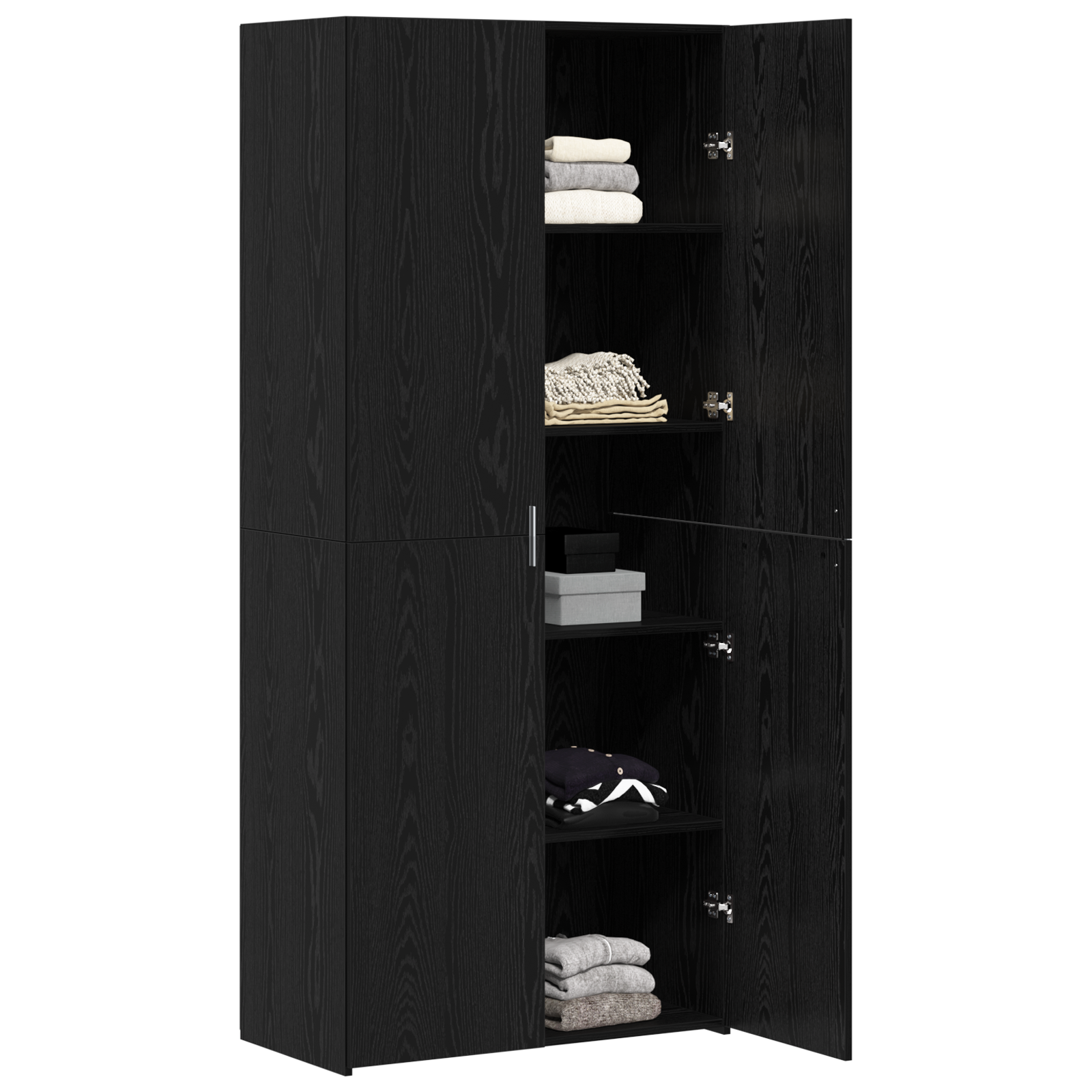 vidaXL Highboard Zwart Eiken 40x42.5x185 cm Bewerkt Hout