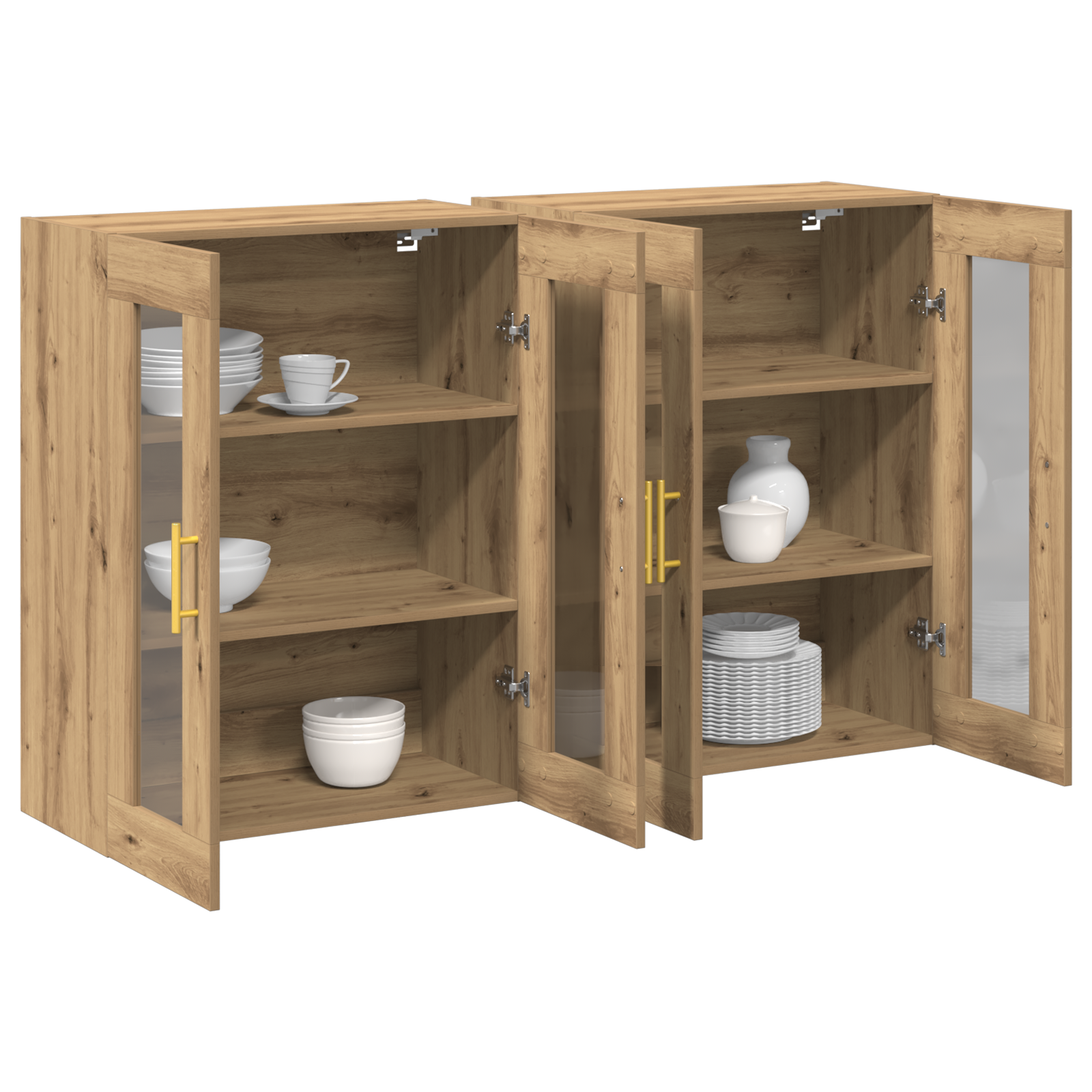 vidaXL Wandkasten 2 stuks Artisan Eiken 69,5 x 34 x 90 cm Gelaagd Hout