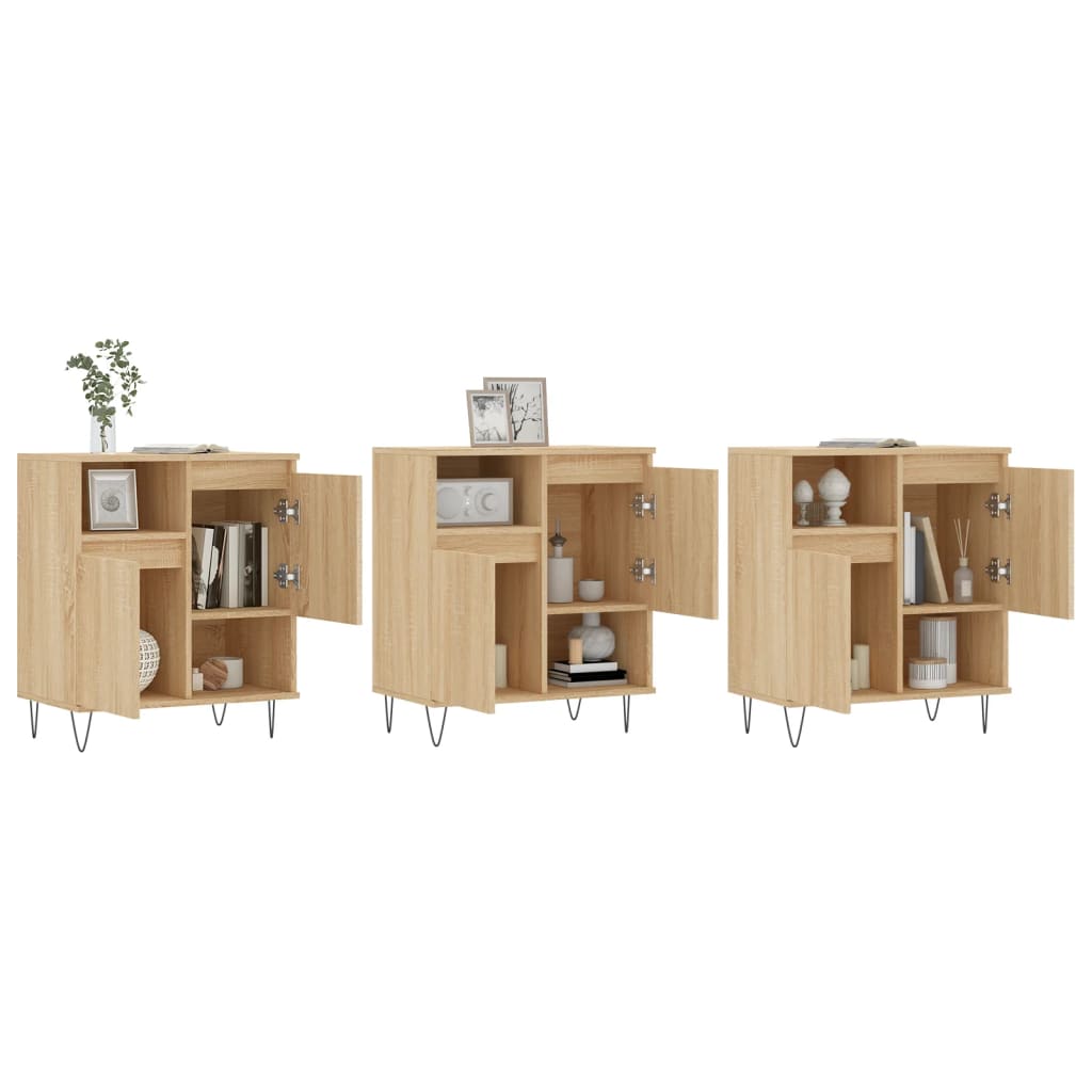 vidaXL Dressoirs 3 st bewerkt hout sonoma eiken