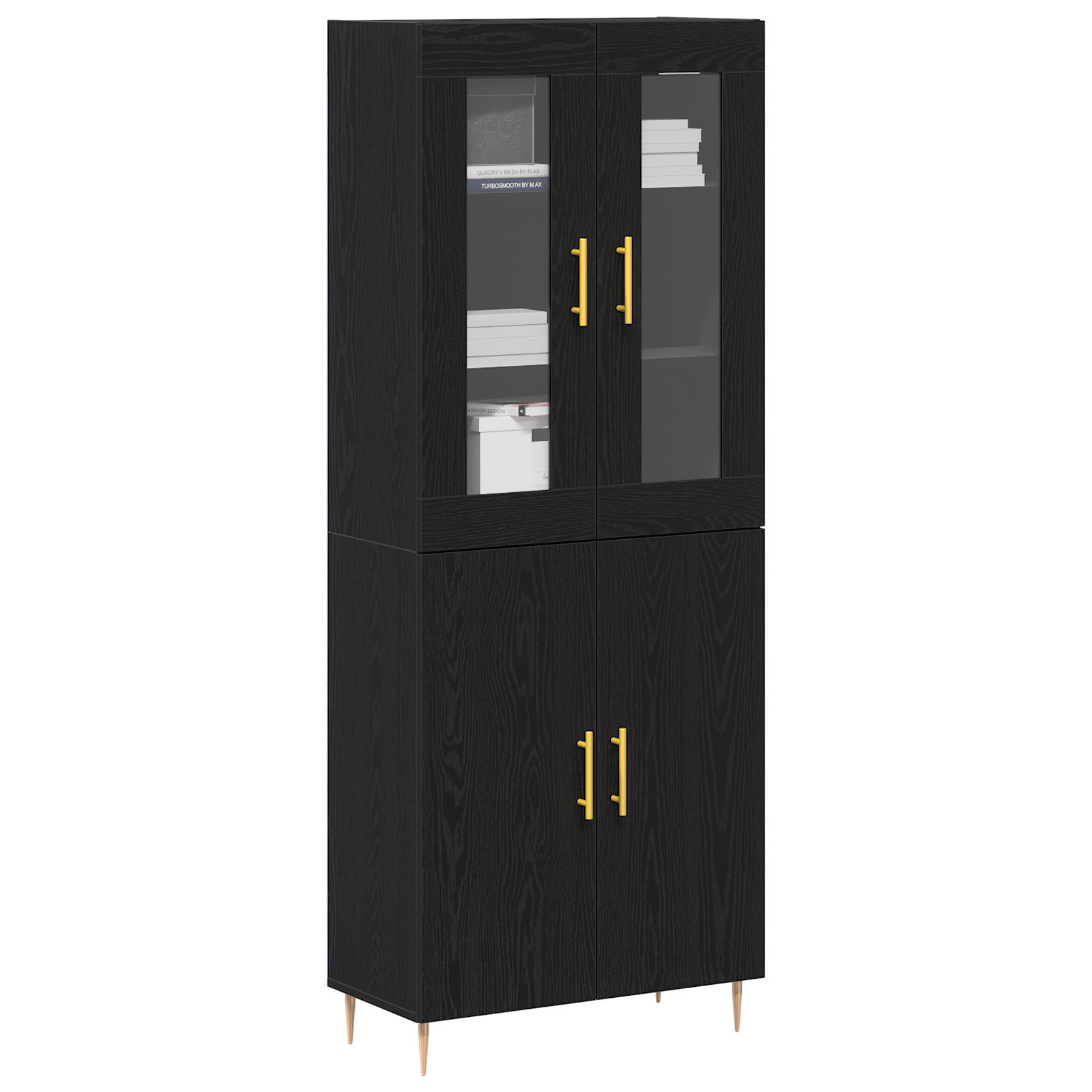 vidaXL Hoge kast 69,5x34x180 cm bewerkt hout zwart eikenkleurig