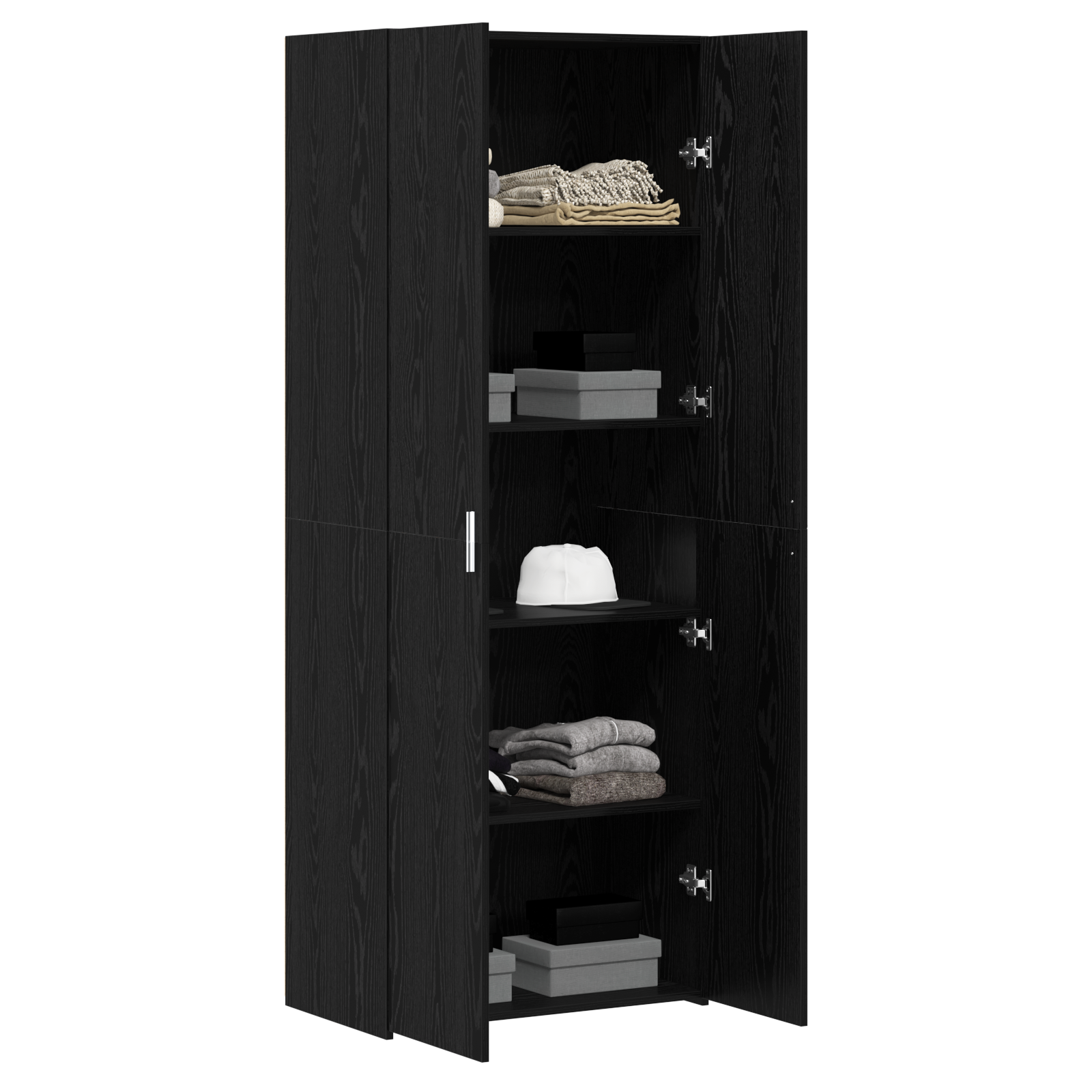 vidaXL Hoge Kast Zwart Eiken 70x42.5x185 cm Gefabriceerd Hout