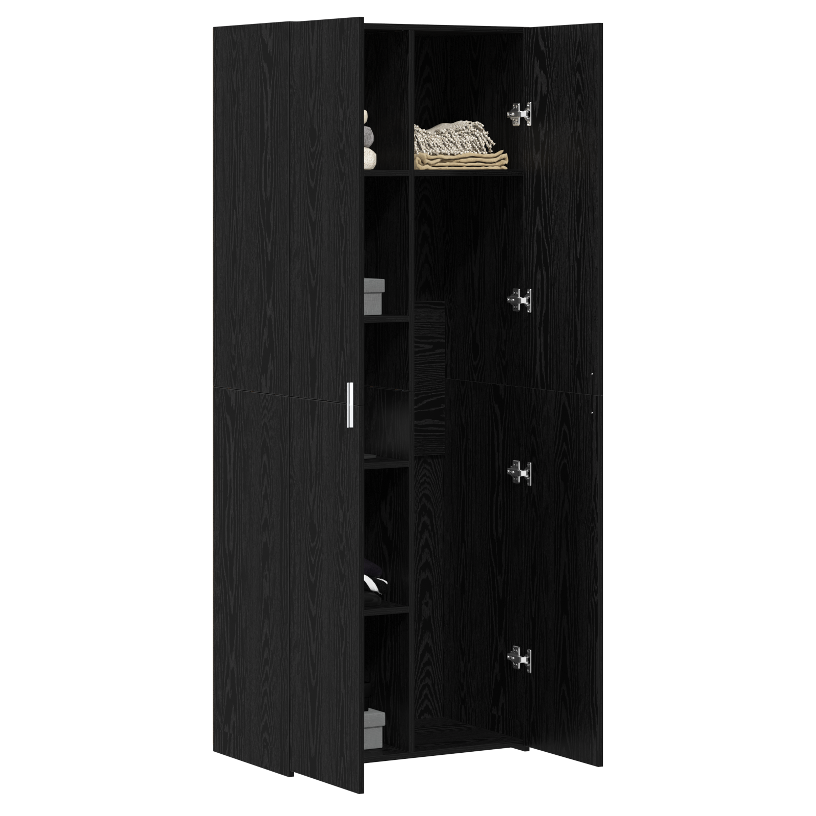 vidaXL Dressoir Zwart Eiken 70x42,5x185 cm Bewerkt Hout