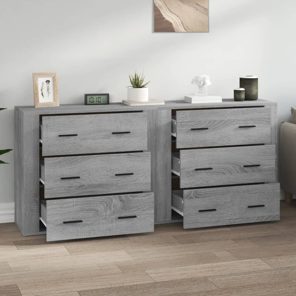 vidaXL Dressoirs 2 st bewerkt hout grijs sonoma eikenkleurig