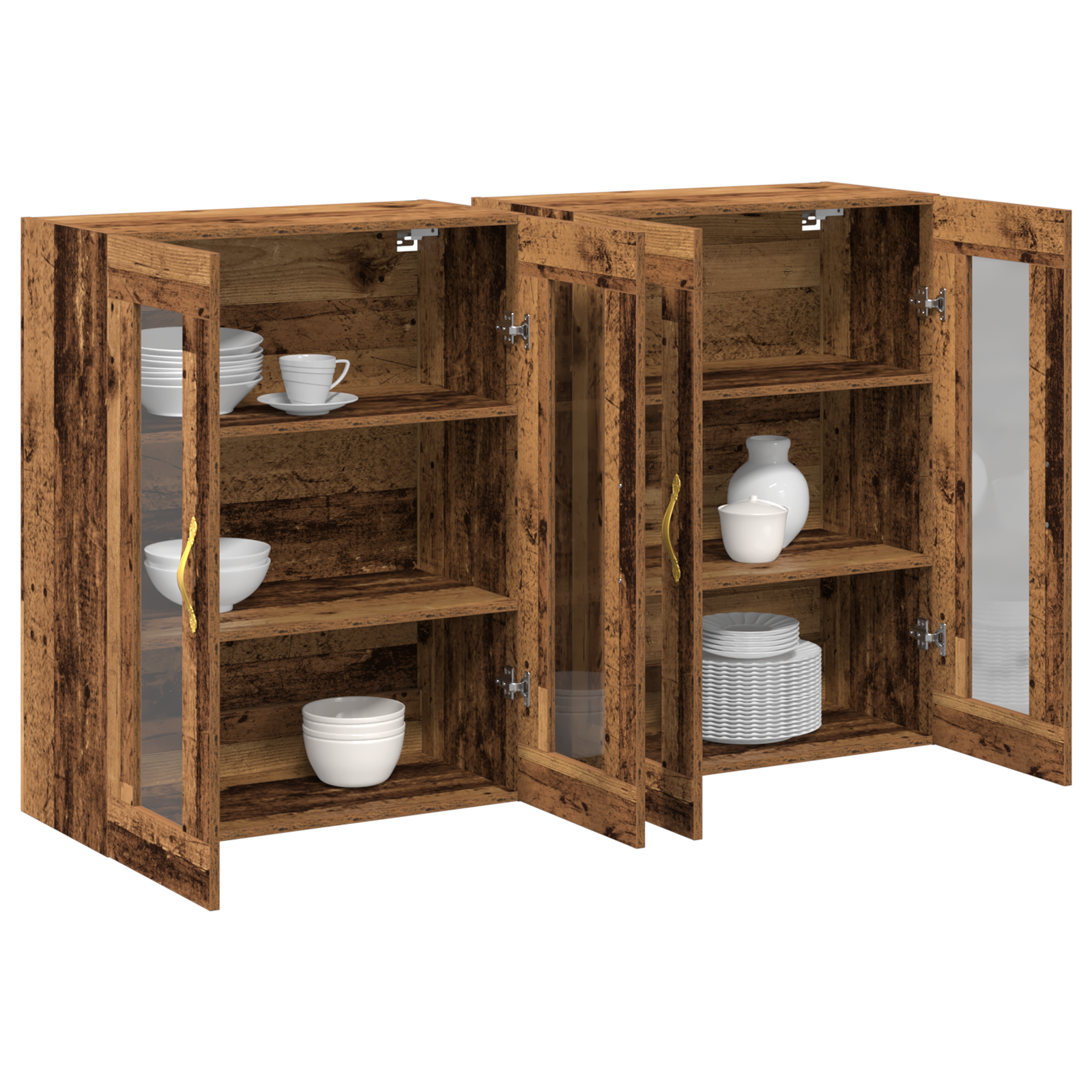 vidaXL Wandkasten 2 stuks Oude Hout 69,5 x 34 x 90 cm Gelaagd Hout