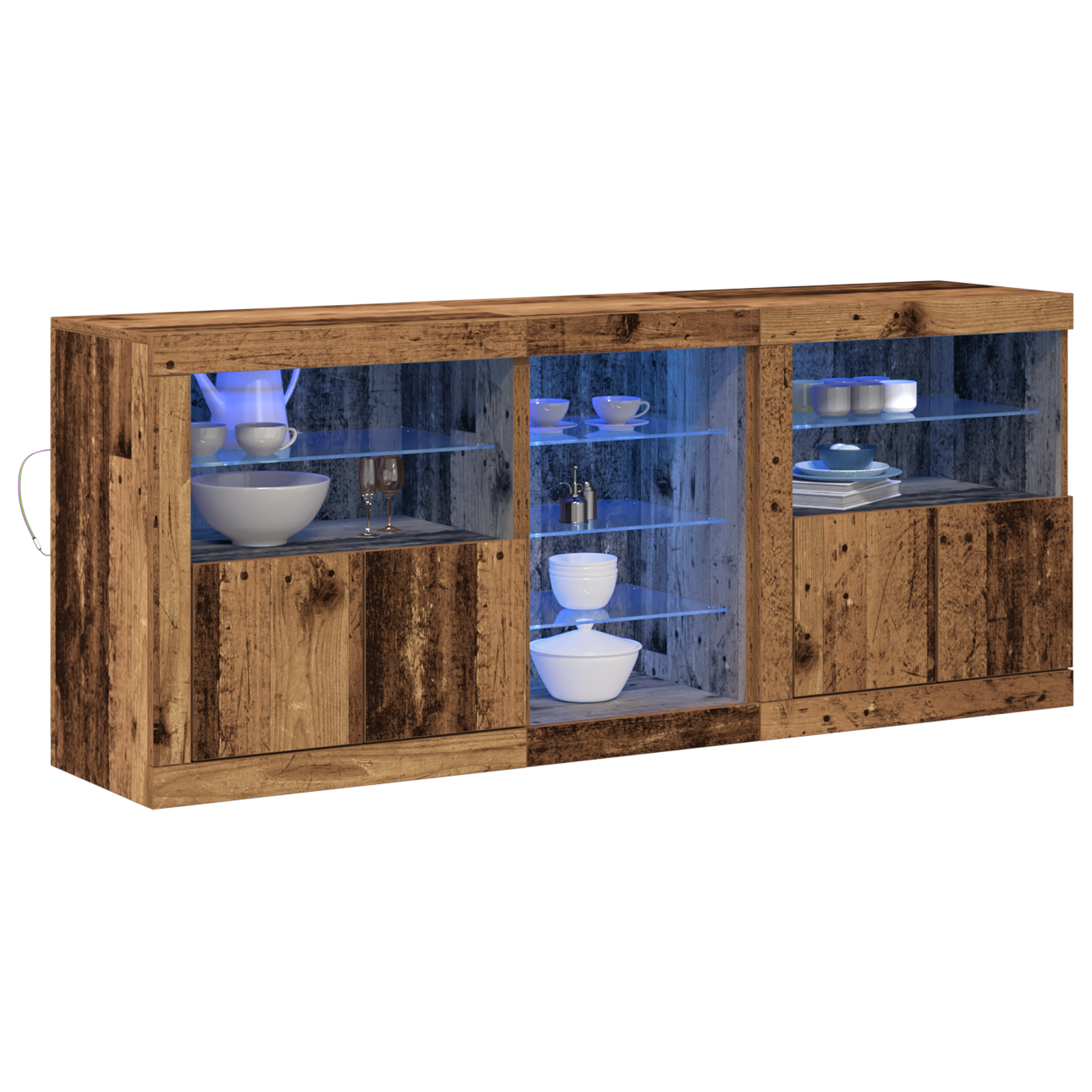 vidaXL Dressoir met LED Lichten Oude Hout 162x37x67 cm
