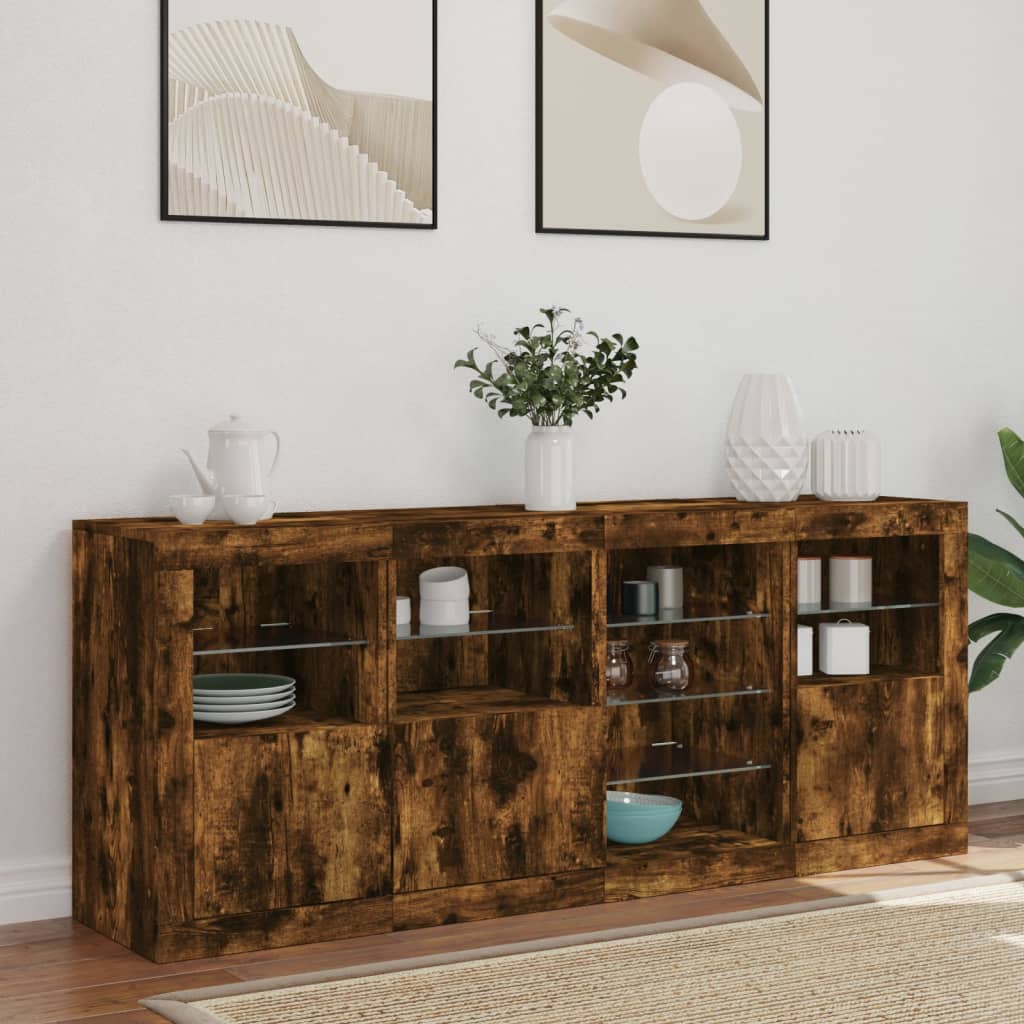 vidaXL Dressoir met LED-verlichting 164x37x67 cm gerookt eikenkleurig