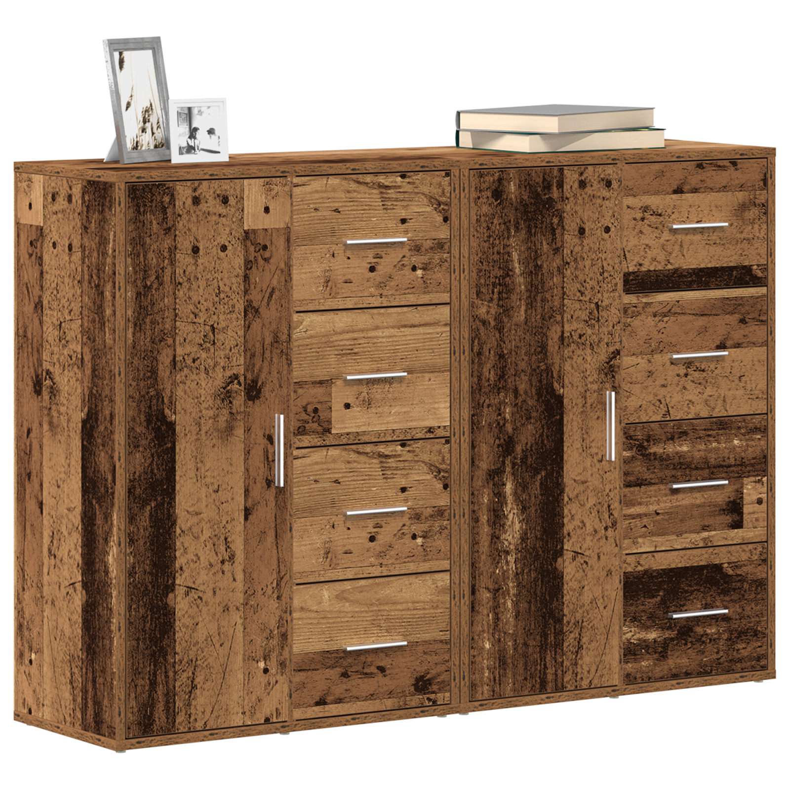 vidaXL Dressoirs 2 st 60x31x84 cm bewerkt hout oud houtkleurig