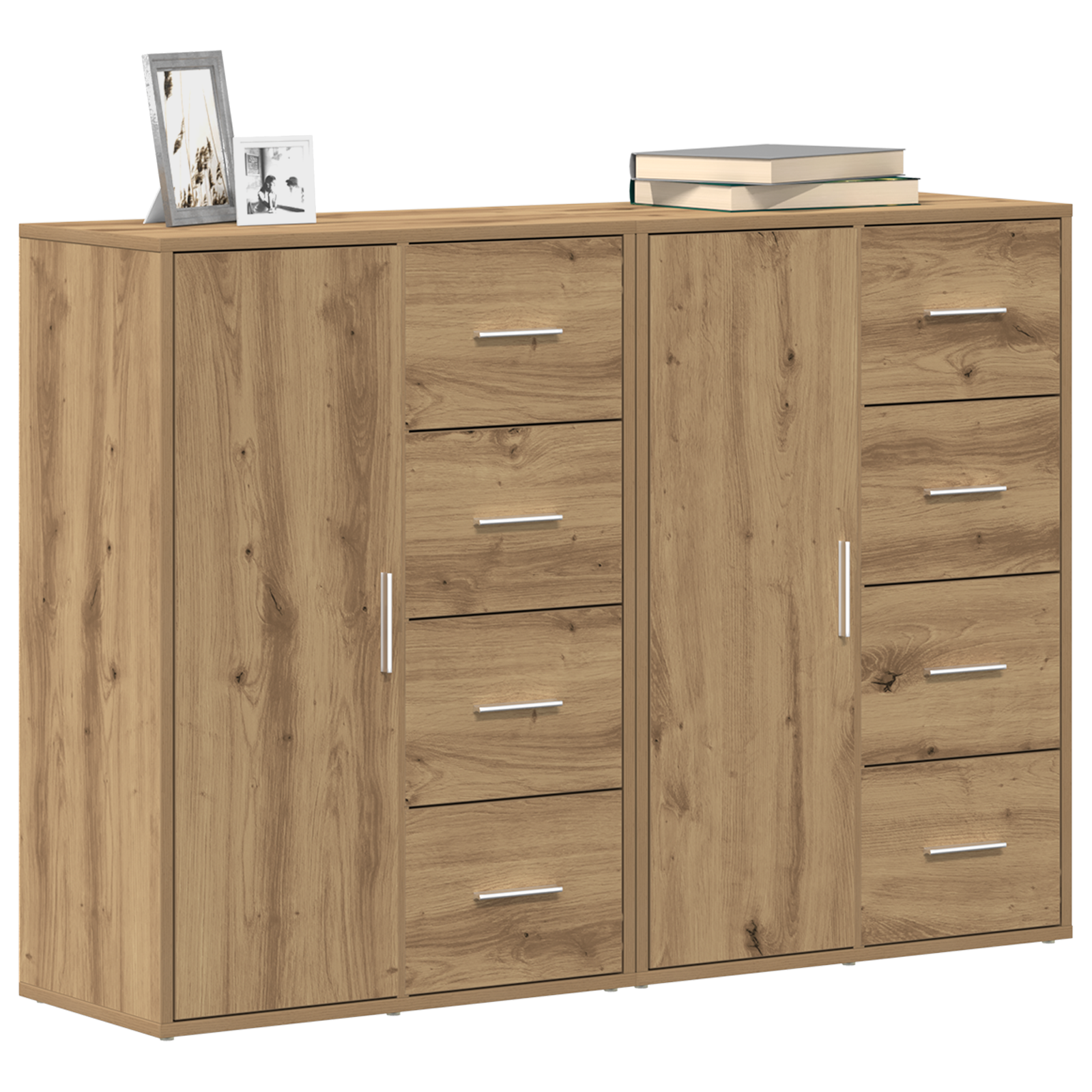 vidaXL Dressoirs 2 st 60x31x84 cm bewerkt hout artisnaal eiken