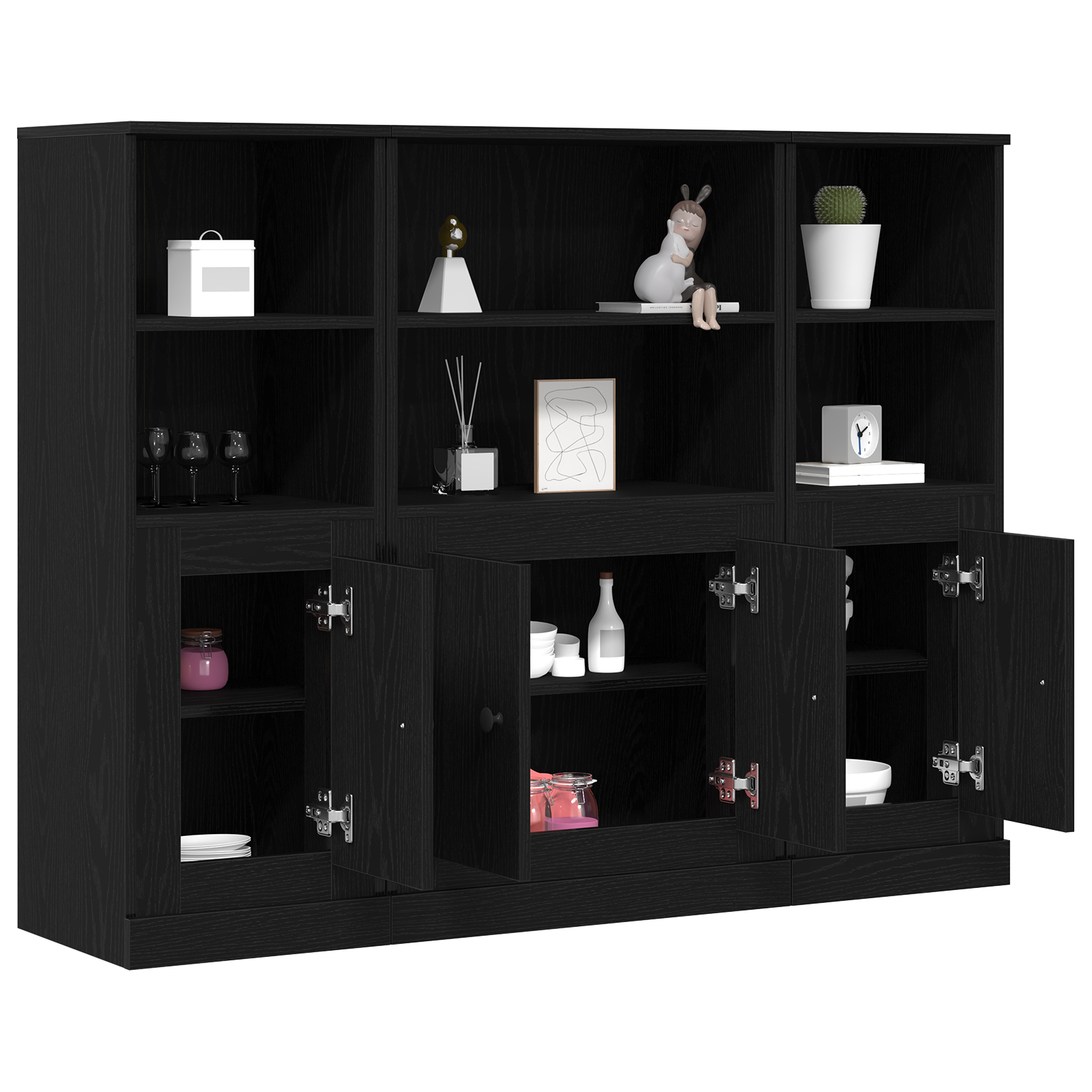 vidaXL Hoge kast 132x35,5x103,5 cm bewerkt hout zwart eikenkleurig