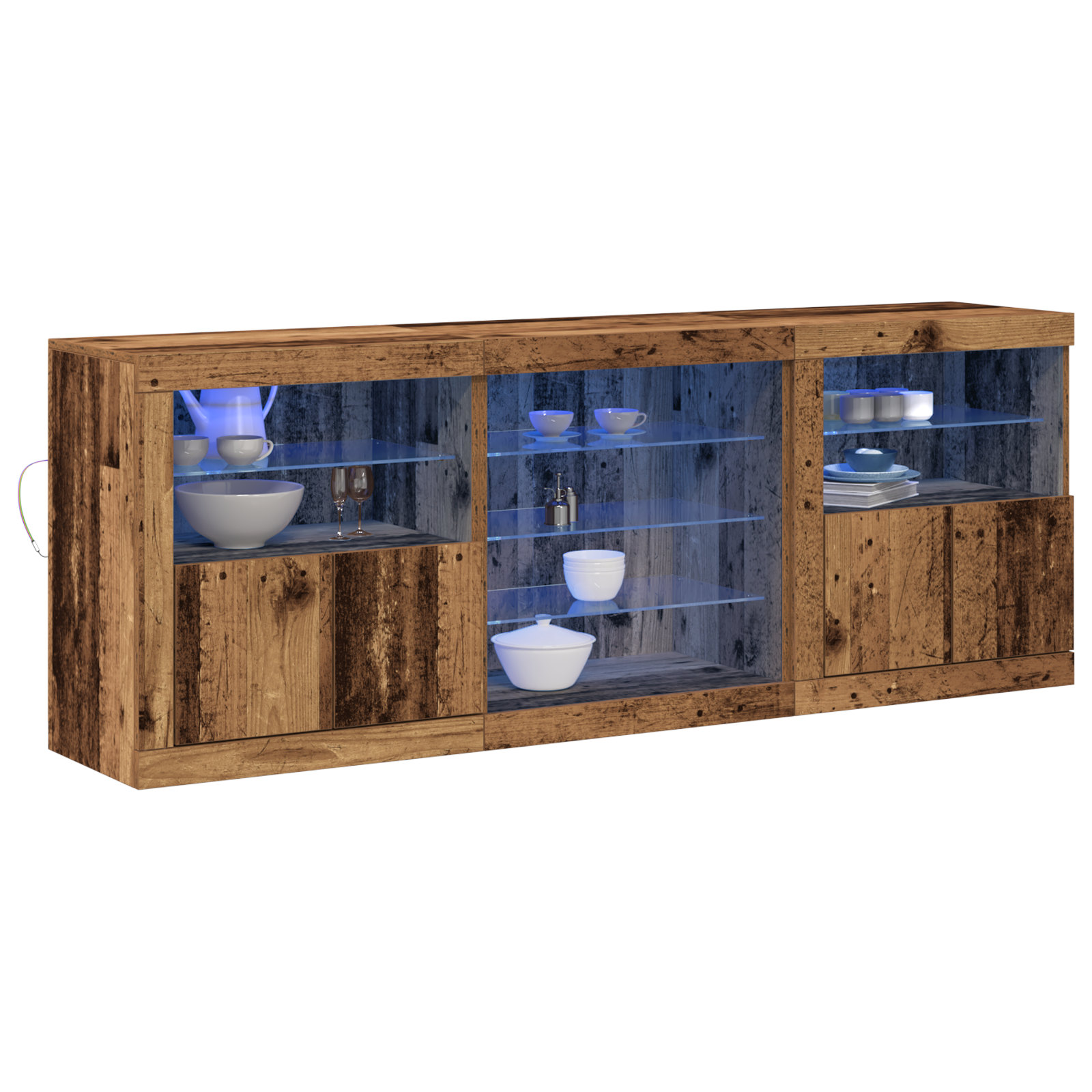 vidaXL Dressoir met LED-verlichting Oude Hout 181,5x37x67 cm Hout