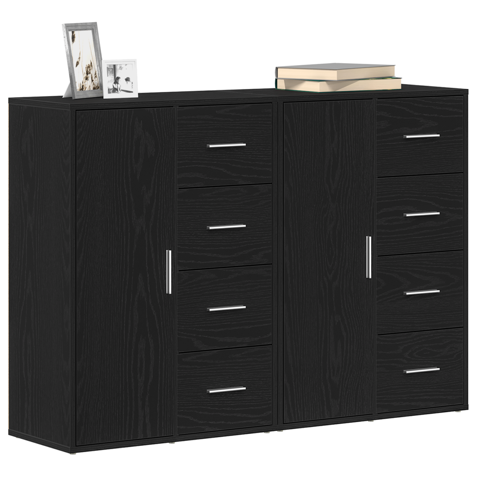vidaXL Dressoirs 2 st 60x31x84 cm bewerkt hout zwart eikenkleurig