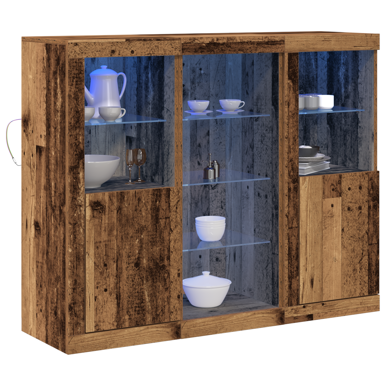 vidaXL Dressoir met LED 123x37x100 cm bewerkt hout oud houtkleurig