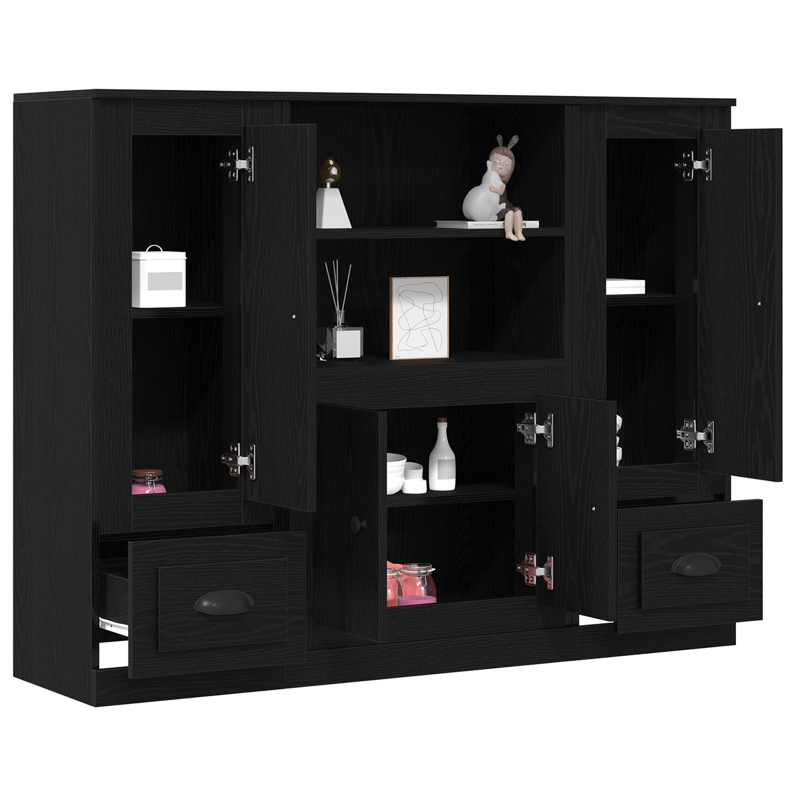 vidaXL Hoge kast 132x35,5x103,5 cm bewerkt hout zwart eikenkleurig