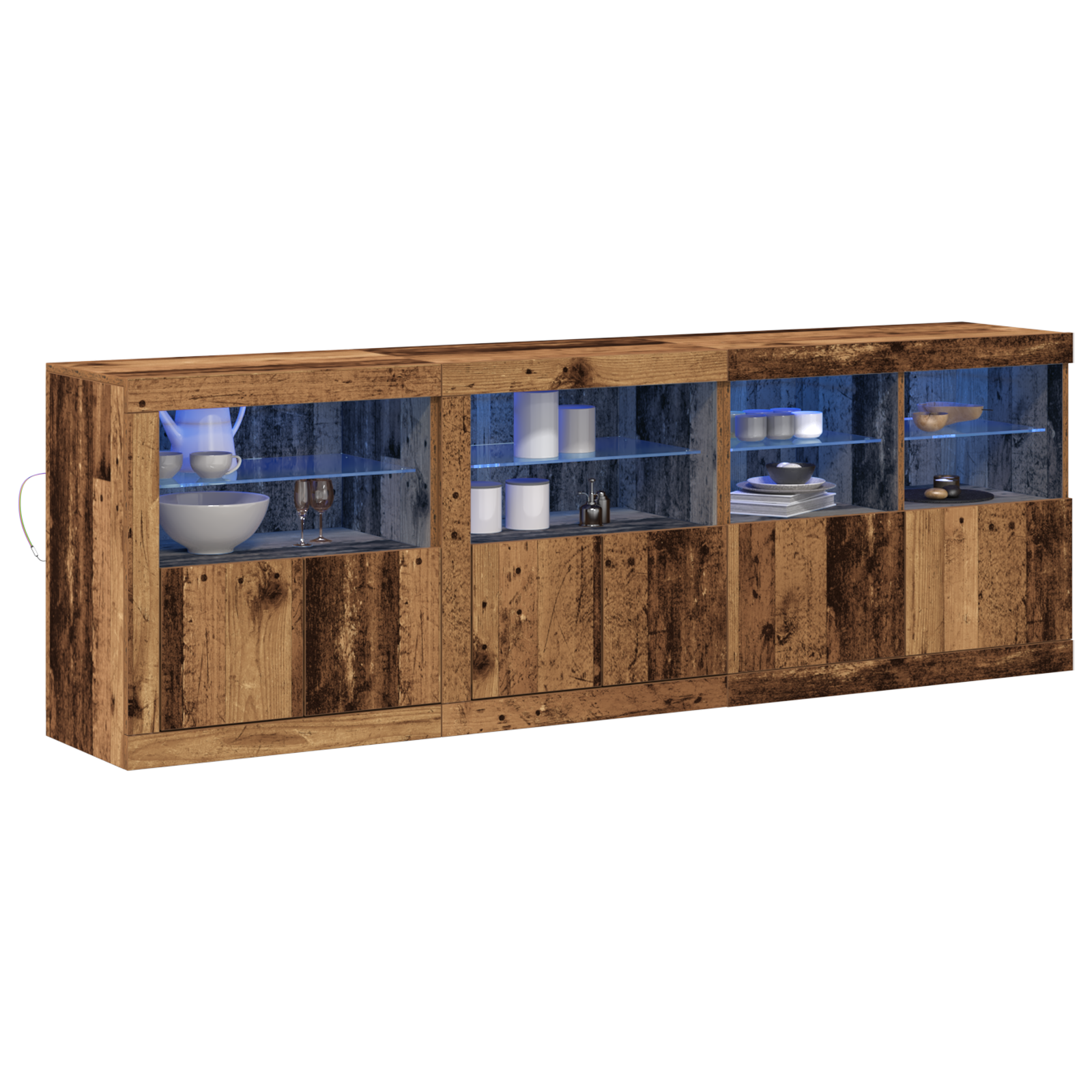 vidaXL Dressoir met LED-lampen Oud Hout 202x37x67 cm Gemaakt Hout