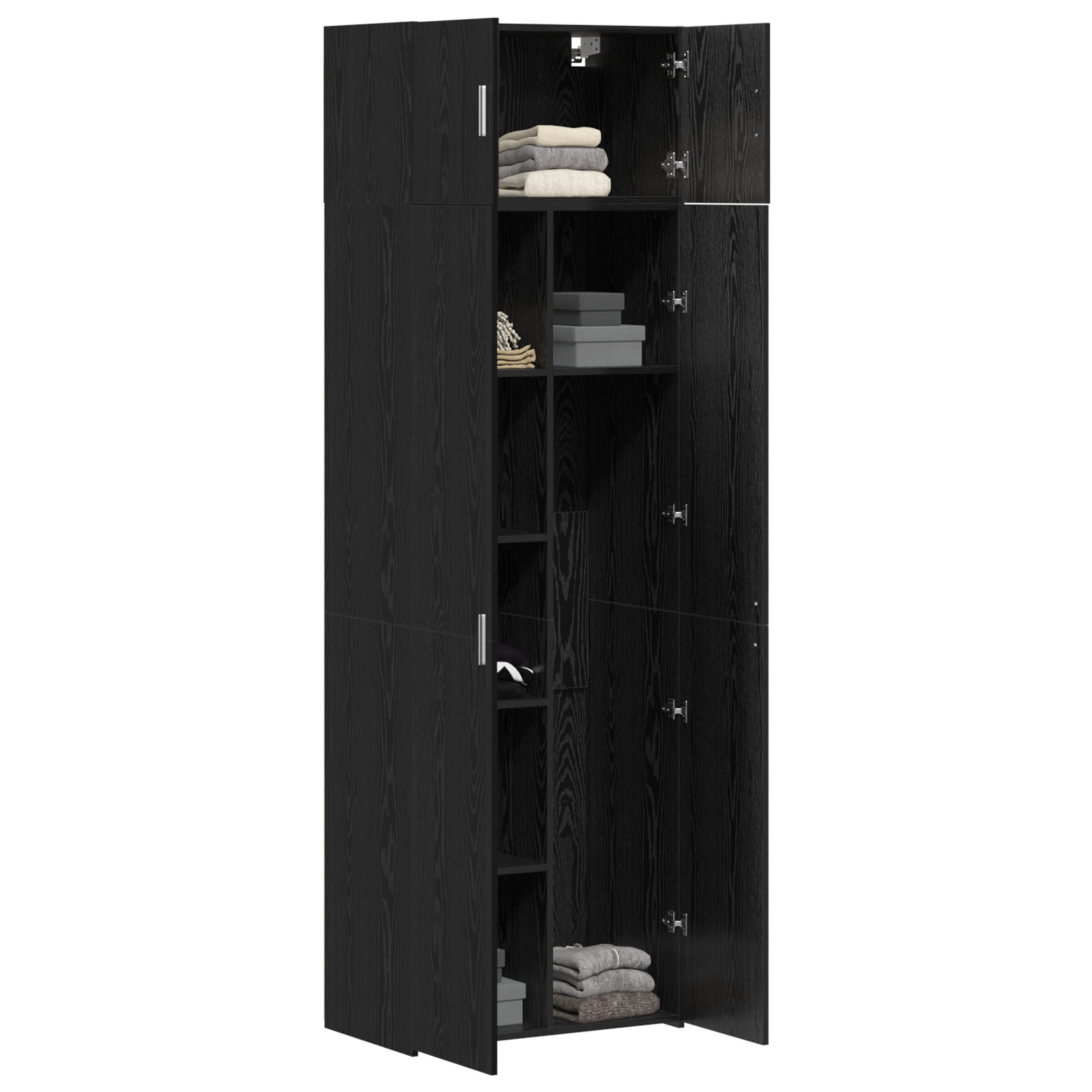 vidaXL Opbergkast 70x42,5x225 cm bewerkt hout zwart eikenkleurig