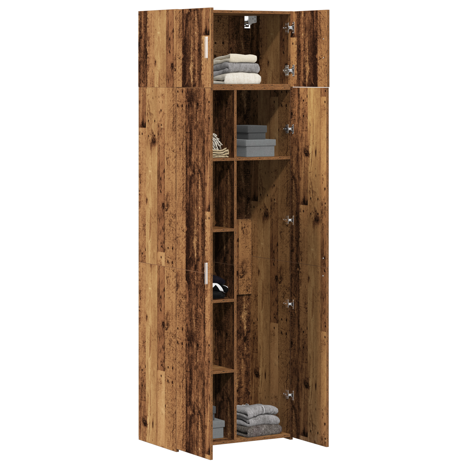 vidaXL Opbergkast 70x42,5x225 cm bewerkt hout oud houtkleurig