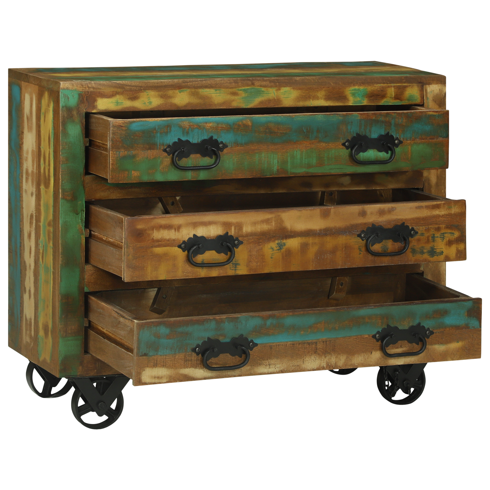 vidaXL Dressoir met 3 Lades 80x30x65 cm Massief Hout Gerecycled