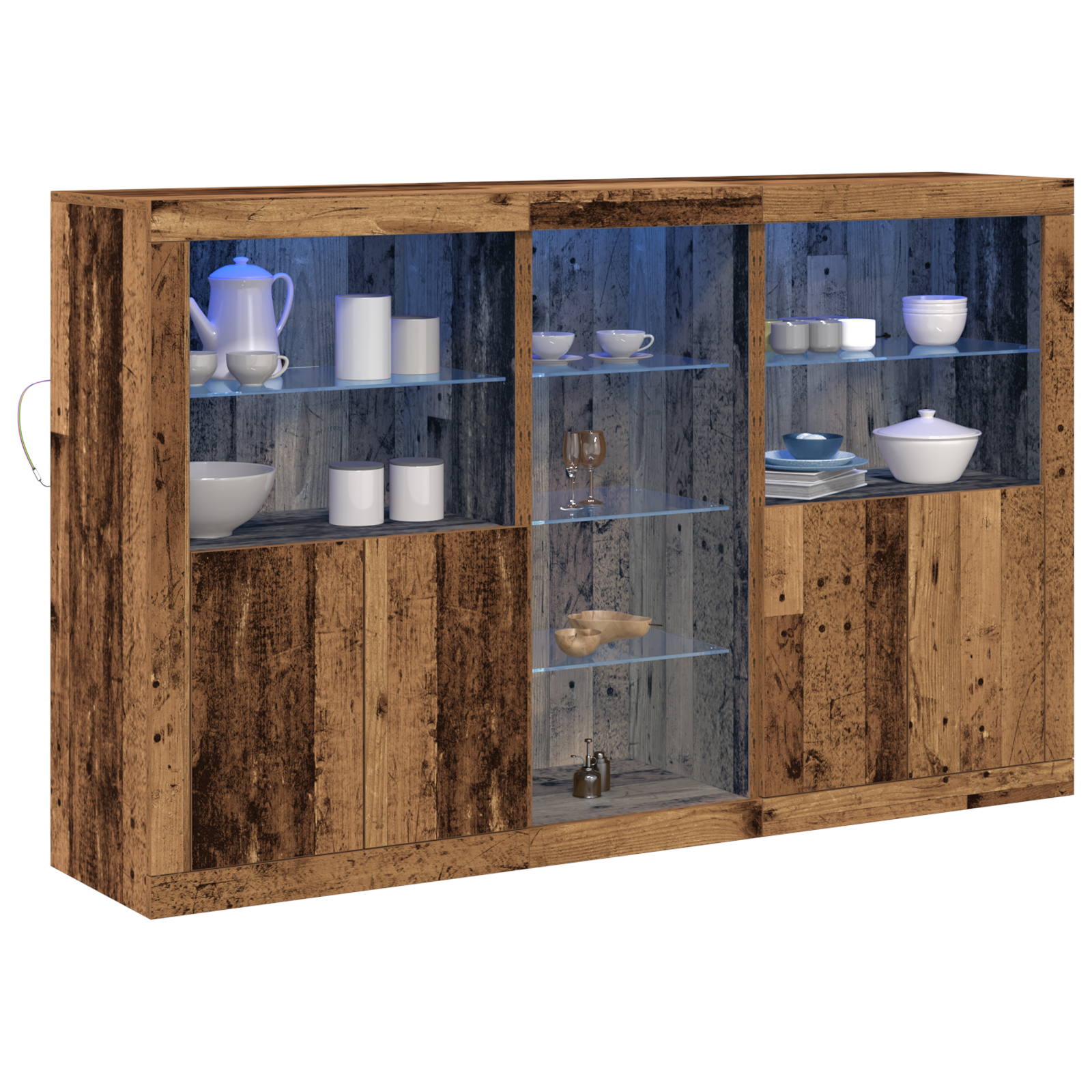 vidaXL Dressoir met LED 162x37x100 cm bewerkt hout oud houtkleurig