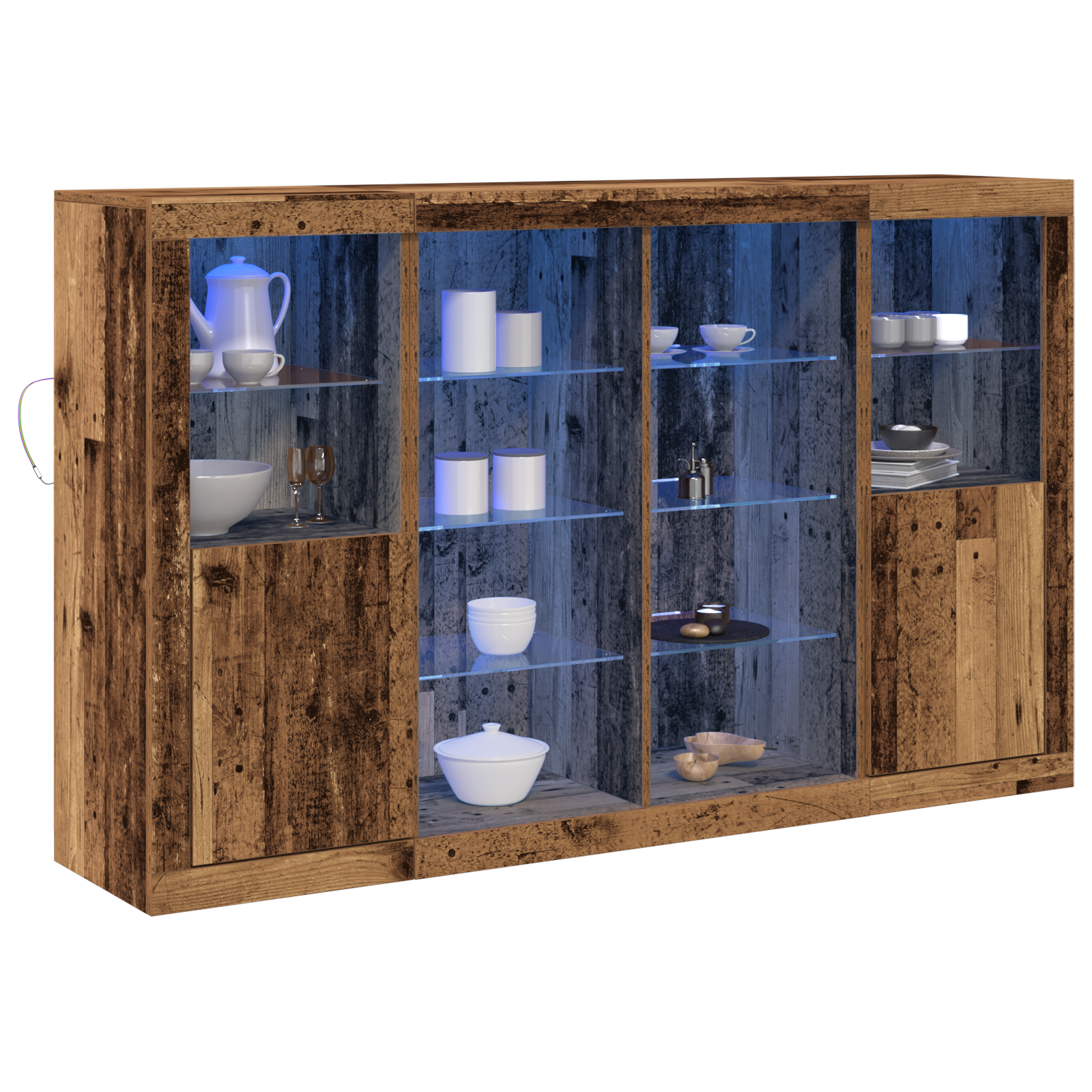 vidaXL Dressoir met LED-lampen 63x37x100 cm bewerkt hout oud houtkleur