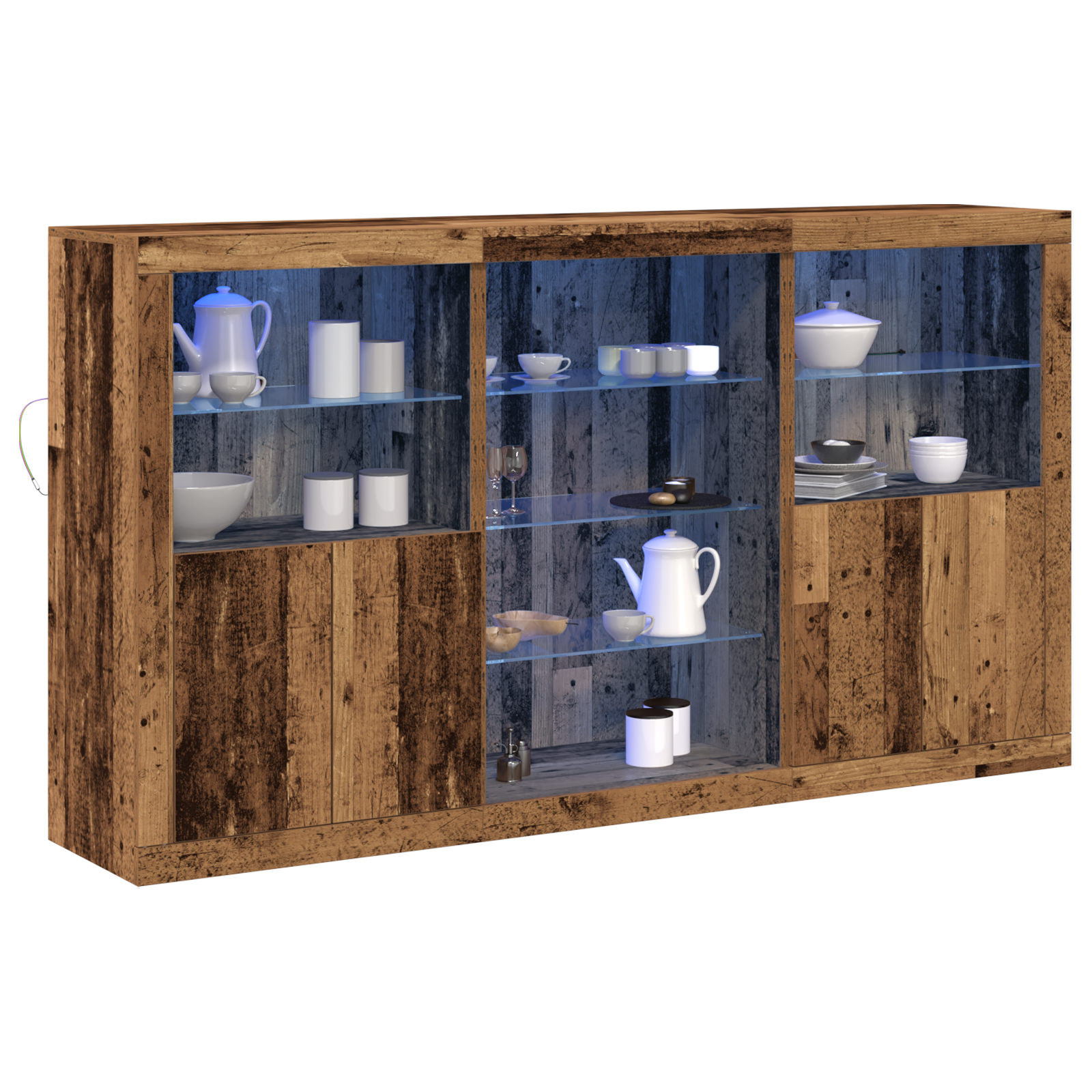vidaXL Sideboard met LED Verlichting Oude Hout 181,5x37x100 cm Engineered Hout