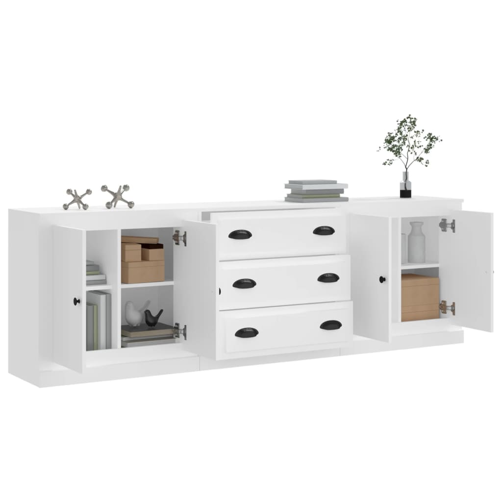 vidaXL Dressoirs 3 st bewerkt hout wit