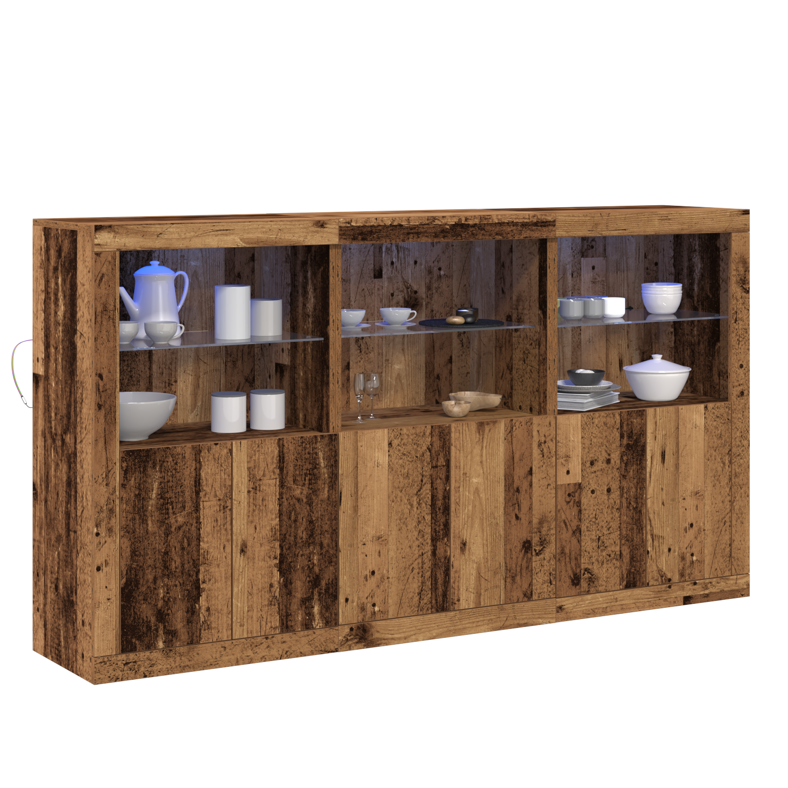 vidaXL Buffetkast met LED Lichten Oud Hout 181.5x37x100 cm Geengineerd Hout