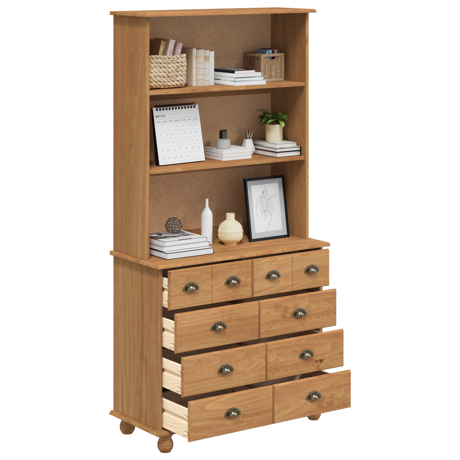vidaXL Hutch 'ASKIM'Honingbruin 91x40x183 cm Massief hout