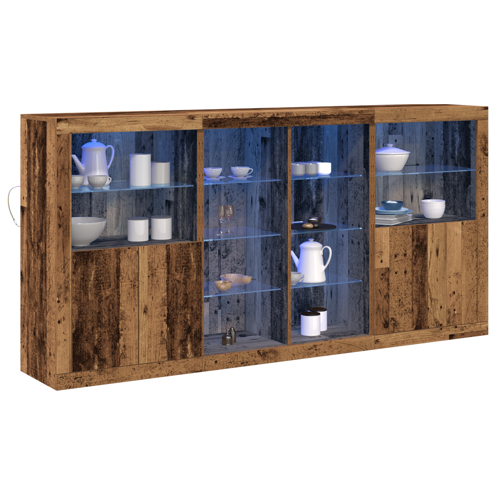 vidaXL Dressoir met LED-verlichting Oud Hout 202x37x100 cm Geengineerd Hout