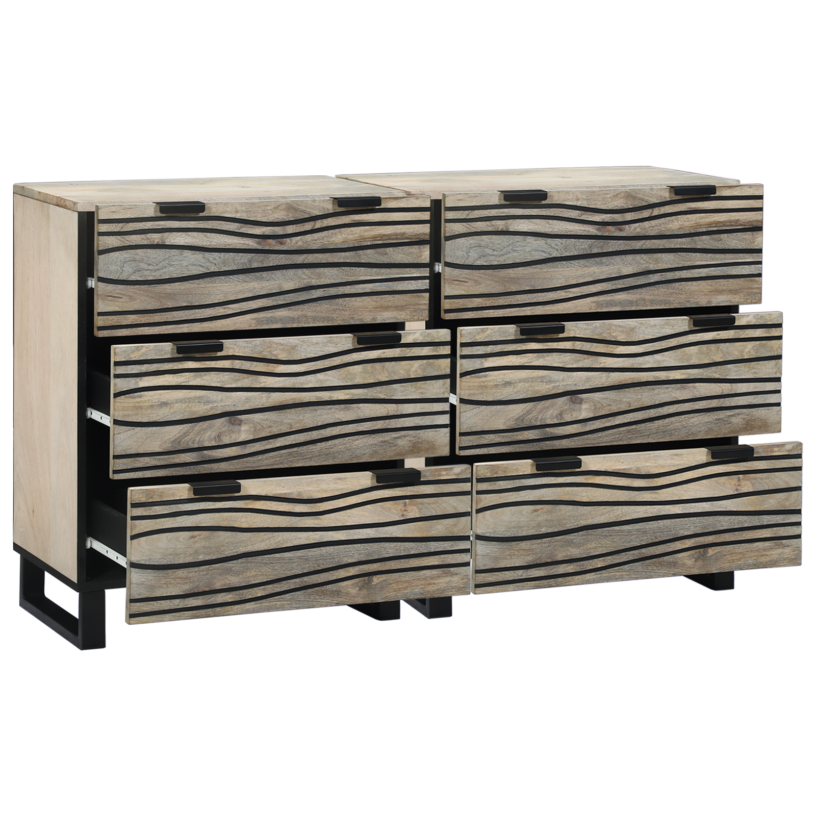 vidaXL Dressoirs 2 pcs Wit 60 x 33,5 x 75 cm Massief ruw mango hout
