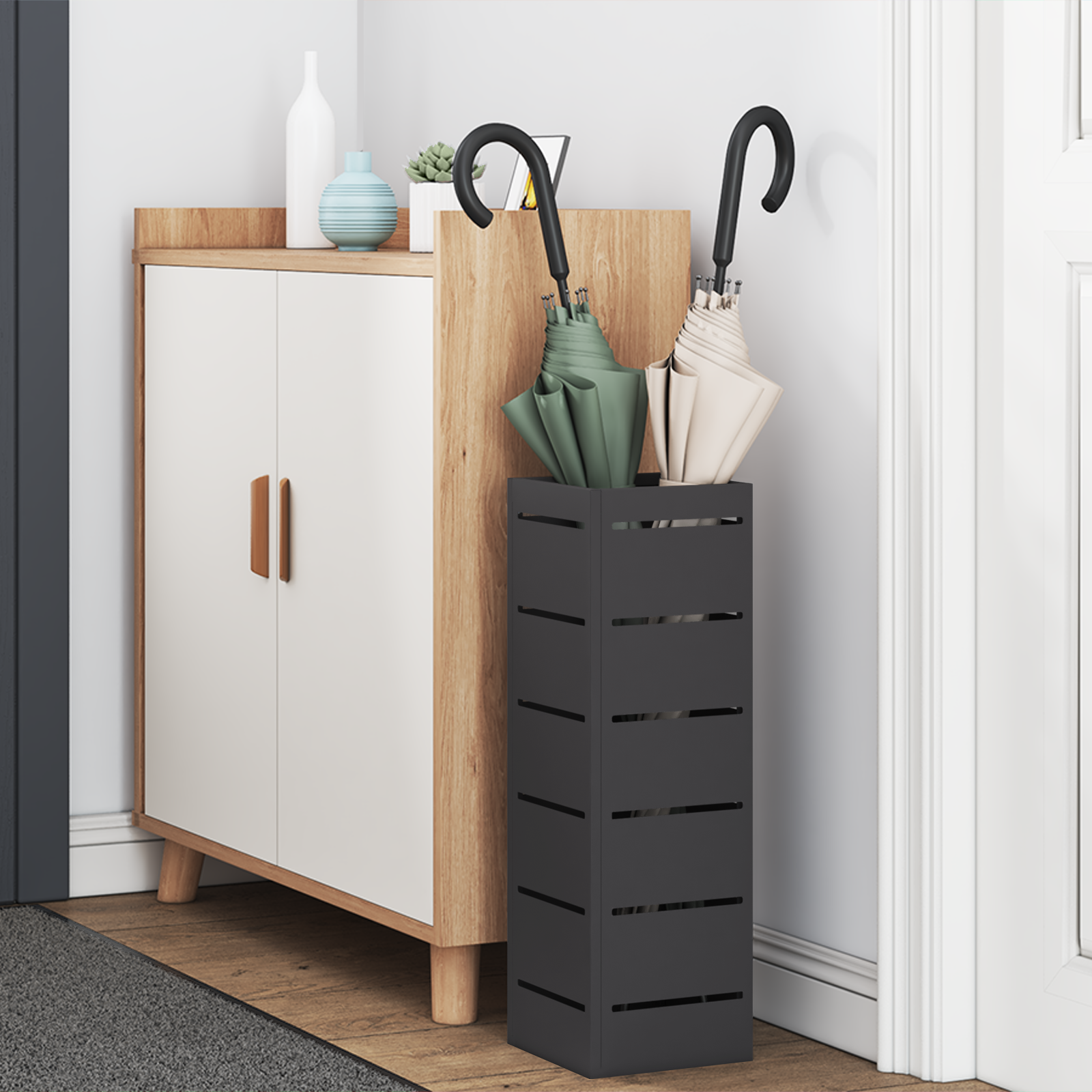 vidaXL Parapluhouder Zwart 15,5x15,5x49 cm Staal