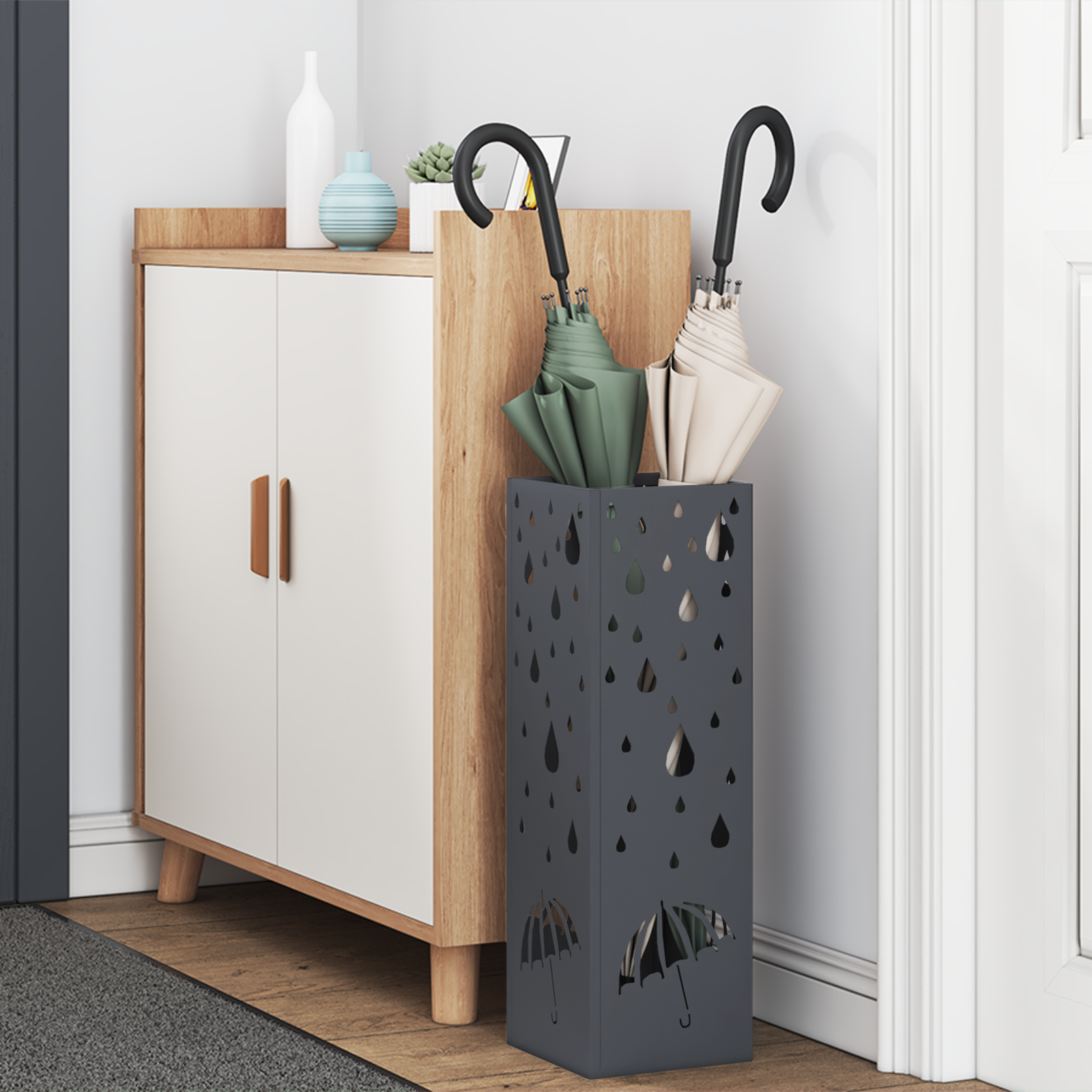 vidaXL Paraplu Stand Anthraciet 15,5x15,5x49 cm Staal