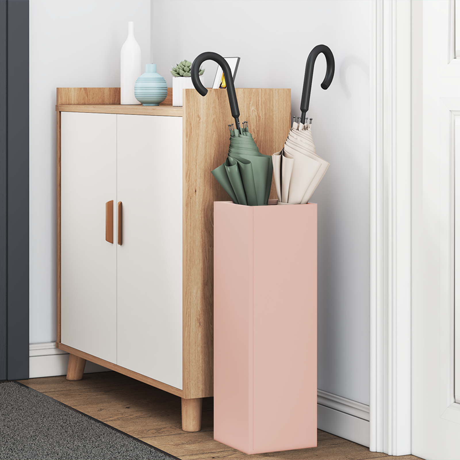 vidaXL Parasolvoet Roze 15,5x15,5x49 cm Staal
