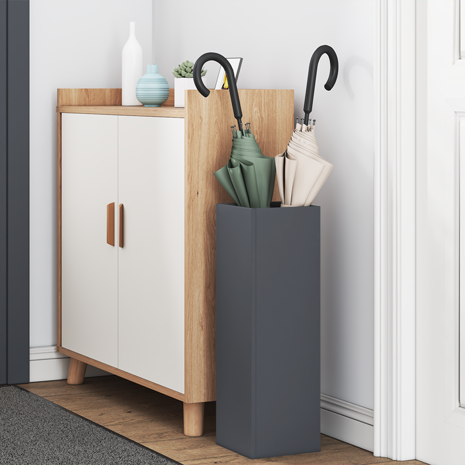 vidaXL Parapluhouder Antraciet 15,5x15,5x49 cm Staal