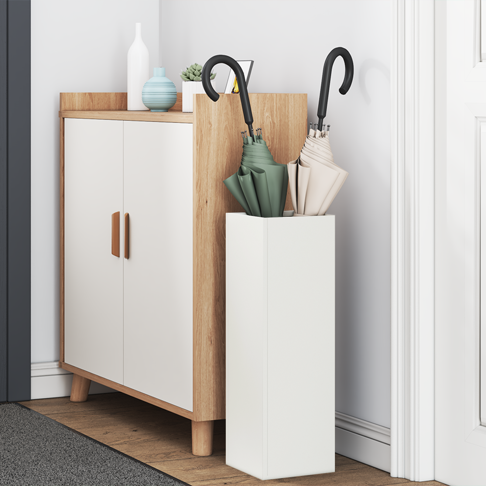 vidaXL Paraplu Stand Wit 15,5x15,5x49 cm Staal