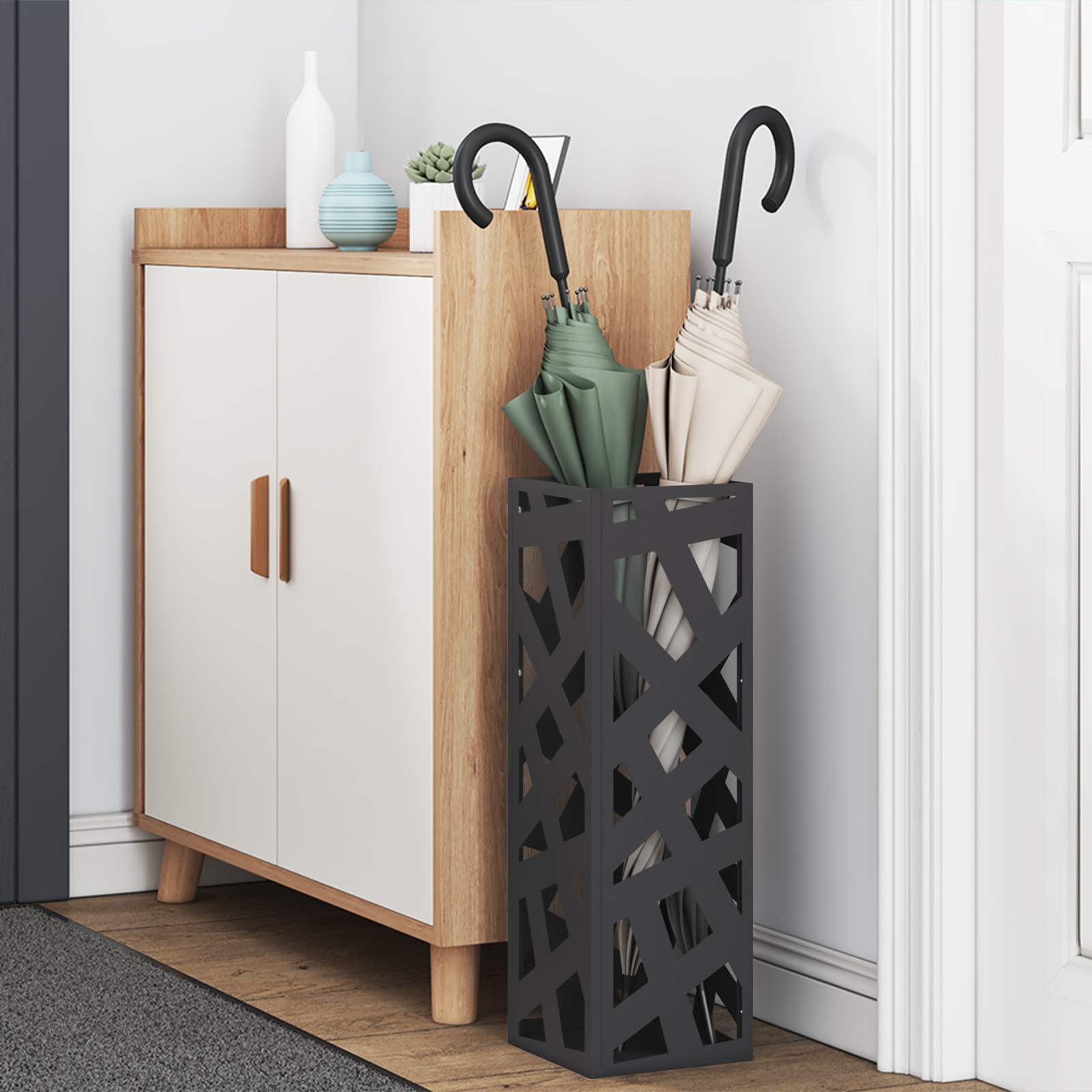 vidaXL Paraplu Stand Zwart 15,5x15,5x49 cm Staal