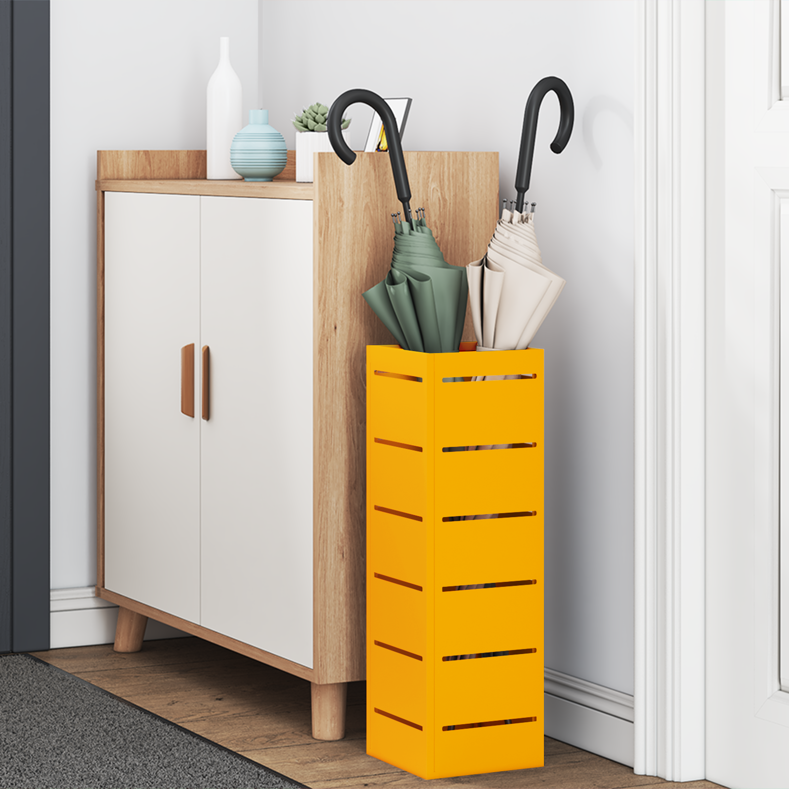vidaXL Parasolstandaard Mosterdgeel 15,5x15,5x49 cm Staal