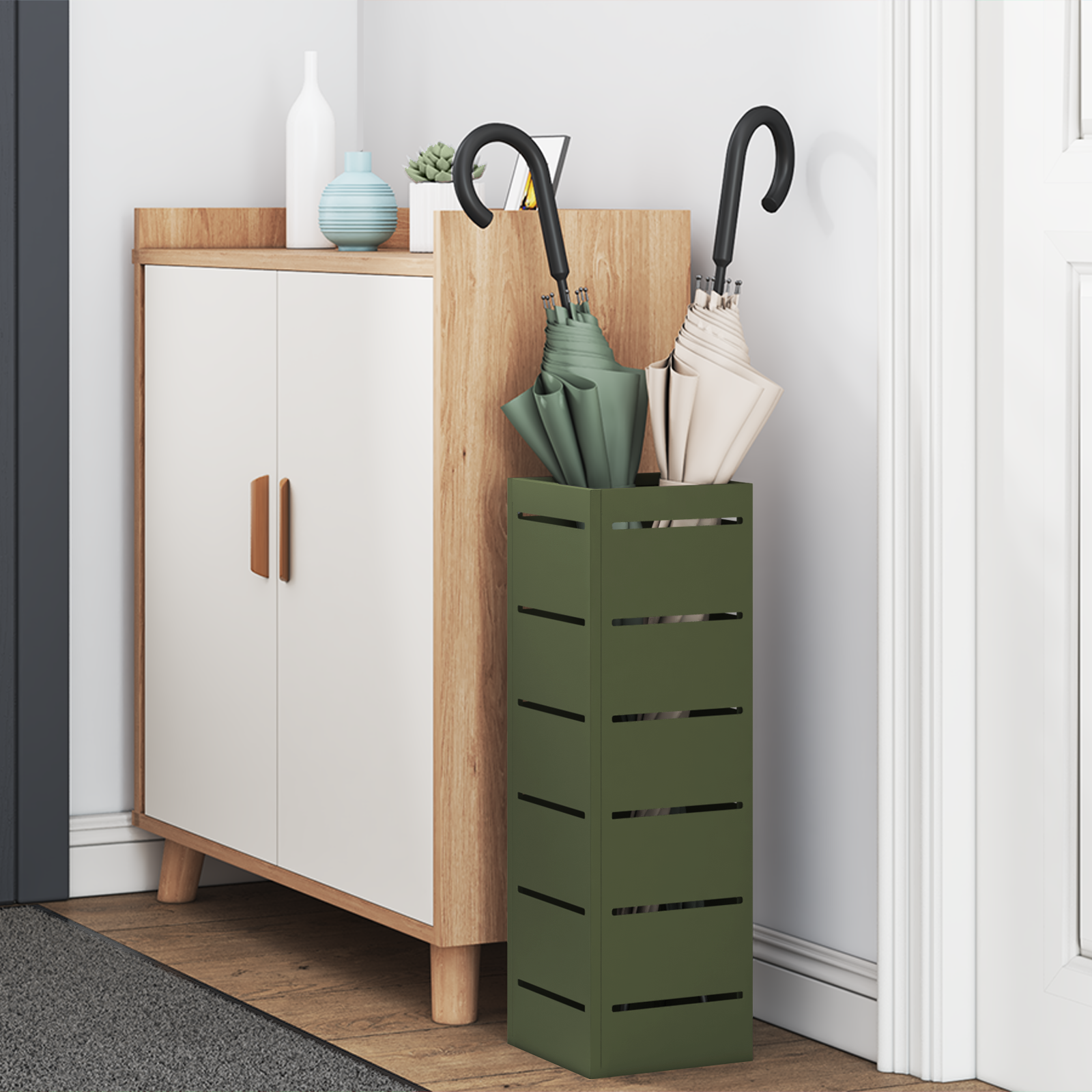 vidaXL Paraplustandaard Olijfgroen 15,5x15,5x49 cm Staal