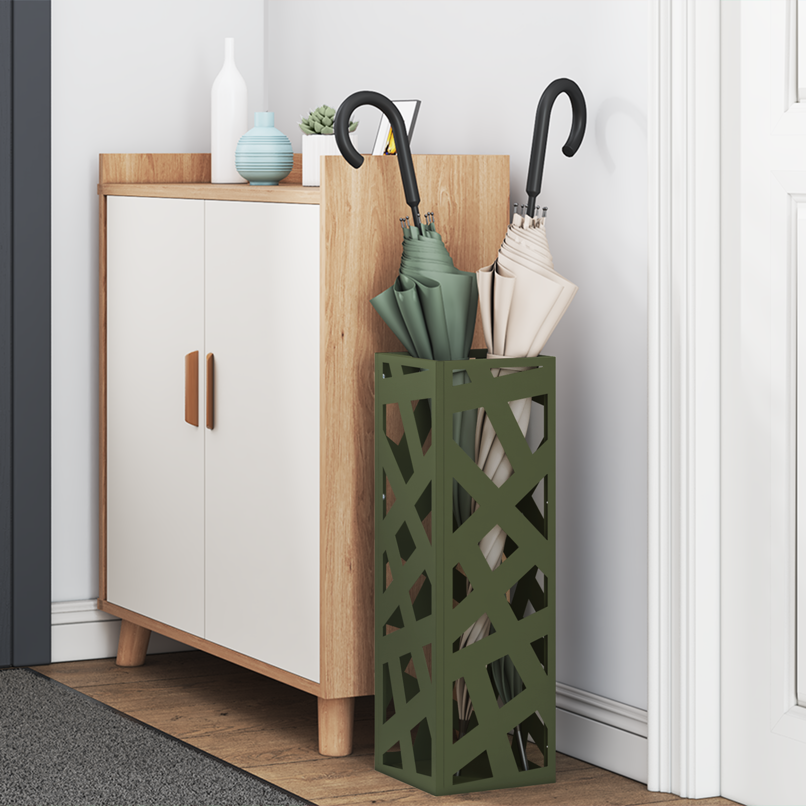 vidaXL Parasolstandaard Olijfgroen 15,5x15,5x49 cm Staal