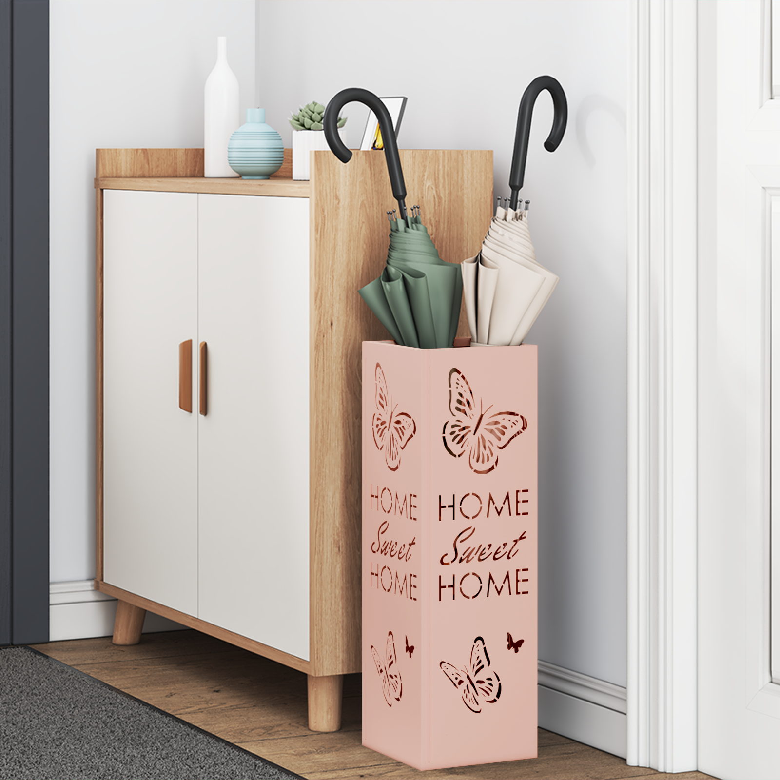 vidaXL Parasolstandaard Roze 15,5x15,5x49 cm Staal