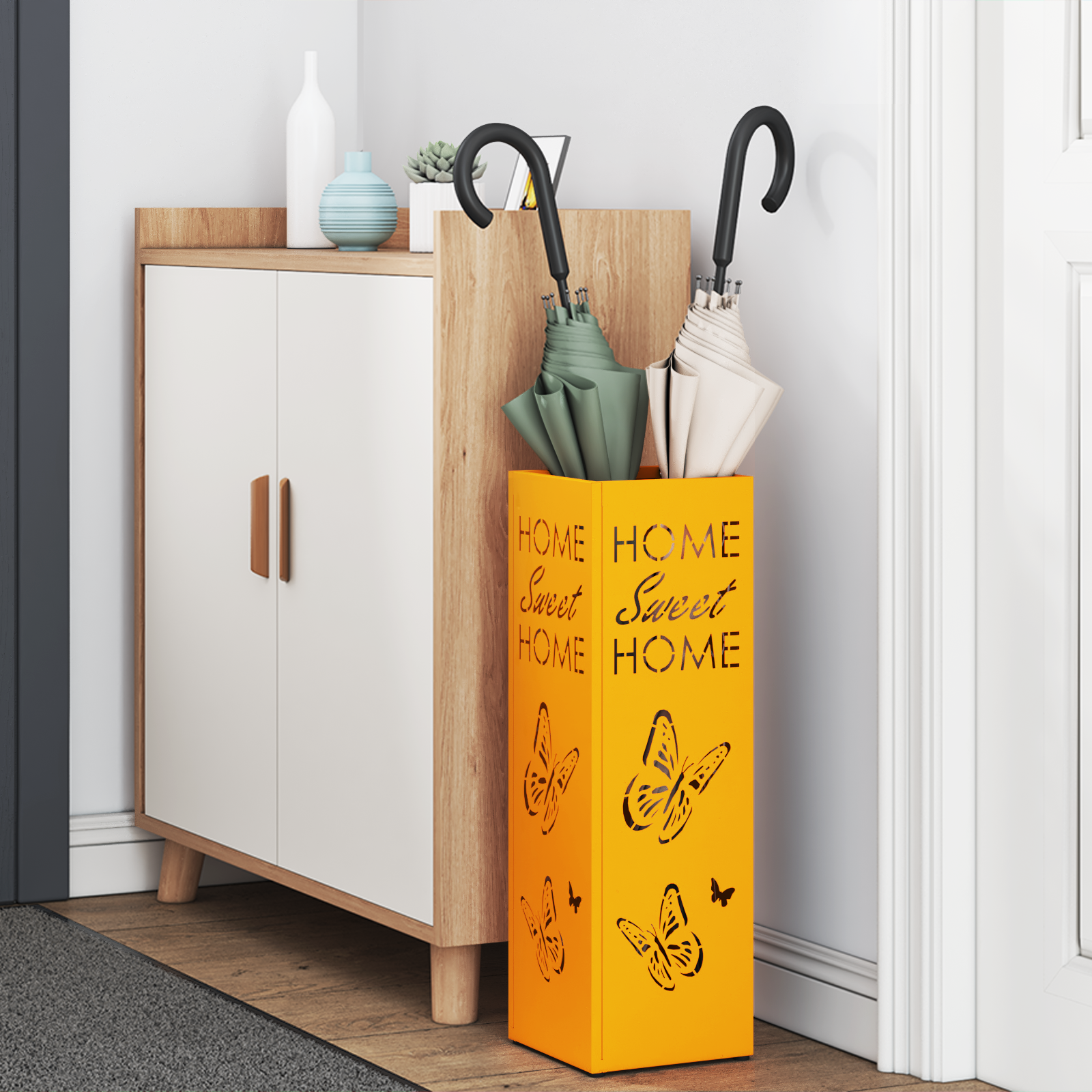 vidaXL Parasolstandaard Mosterdgeel 15,5x15,5x49 cm Staal