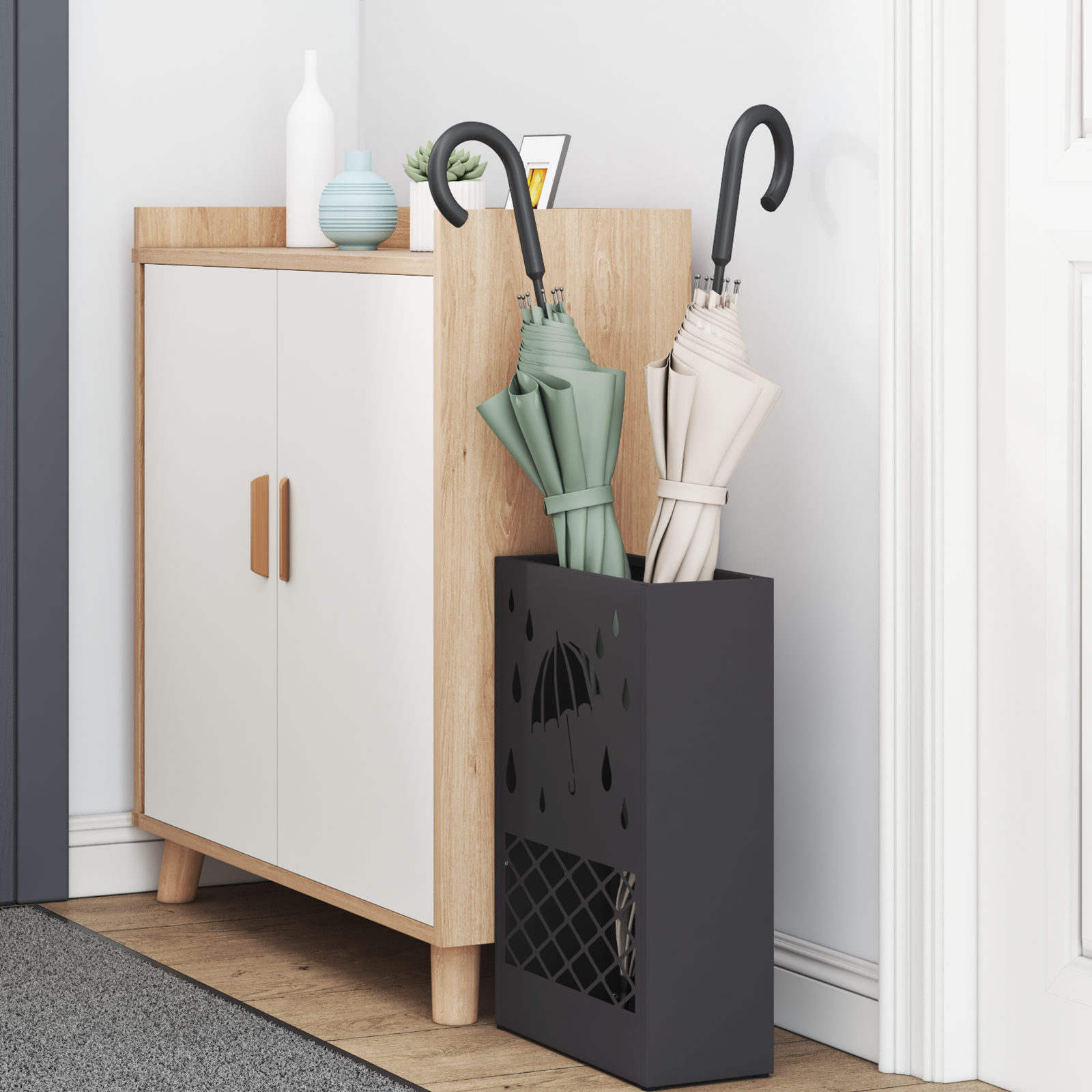 vidaXL Zwarte Paraplu Houder 28x12x41 cm Staal