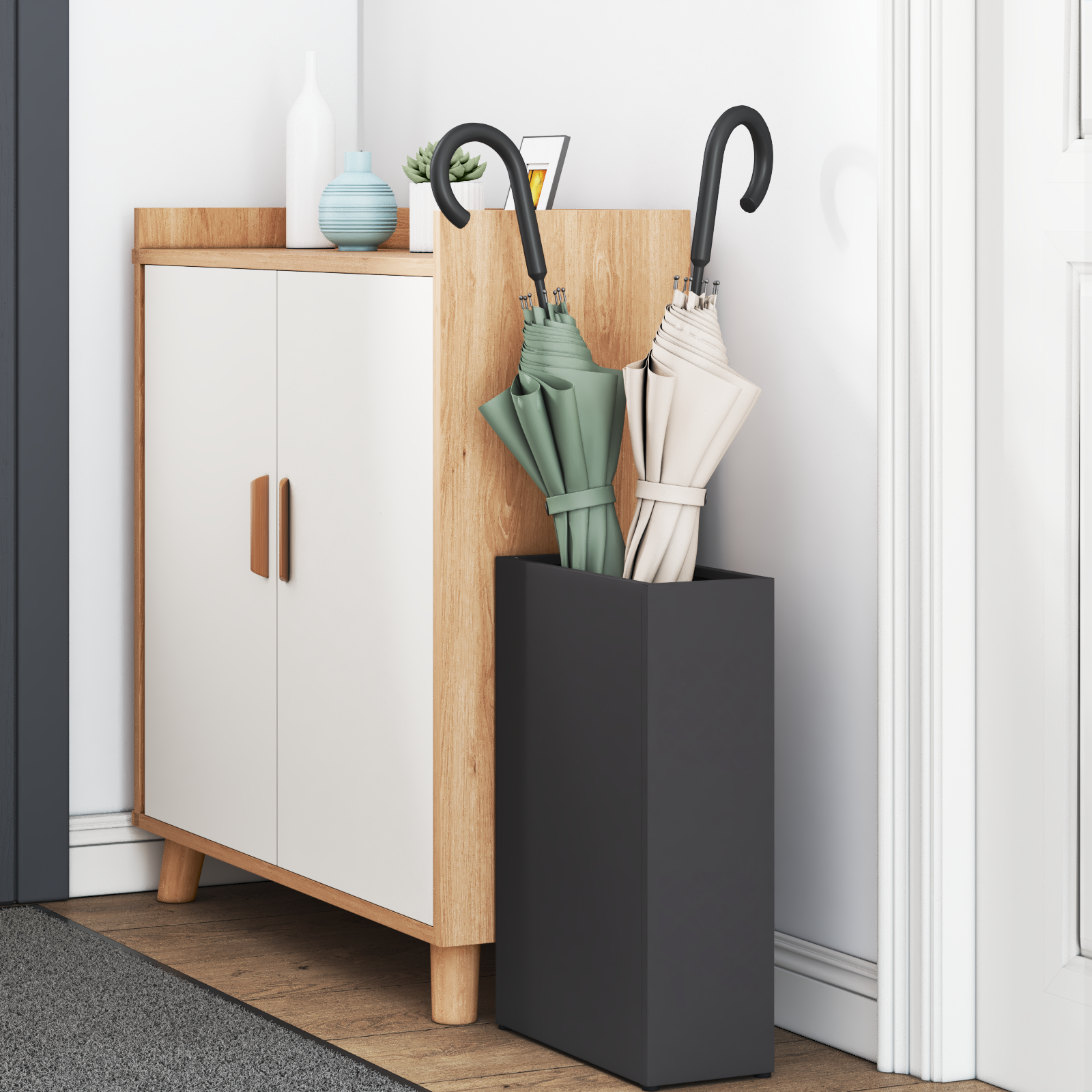 vidaXL Zwarte Paraplustandaard 28x12x41 cm Van Staal