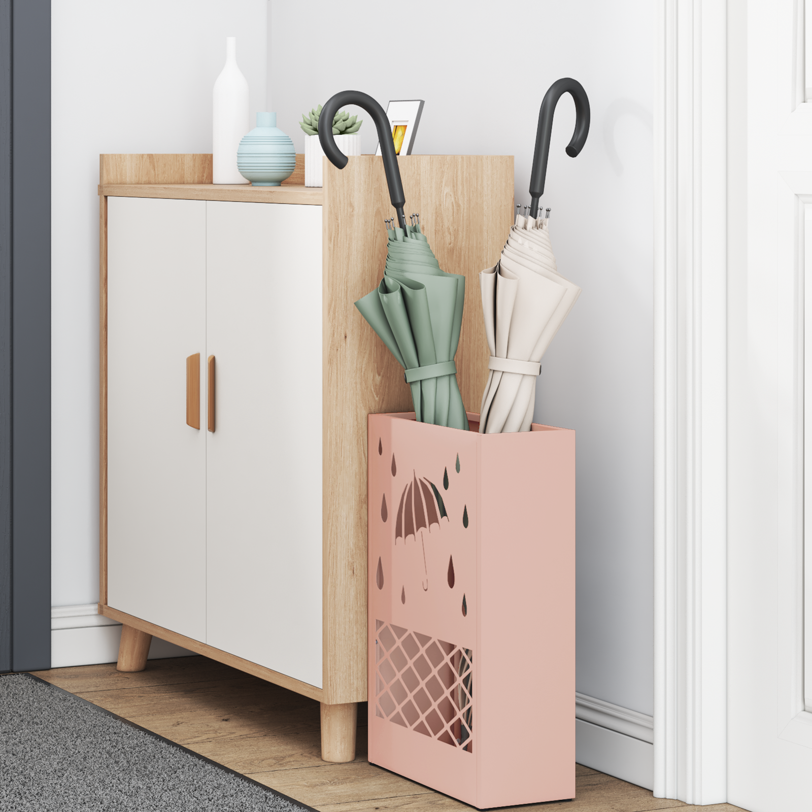 vidaXL Roze Paraplu Houder 28x12x41 cm van staal