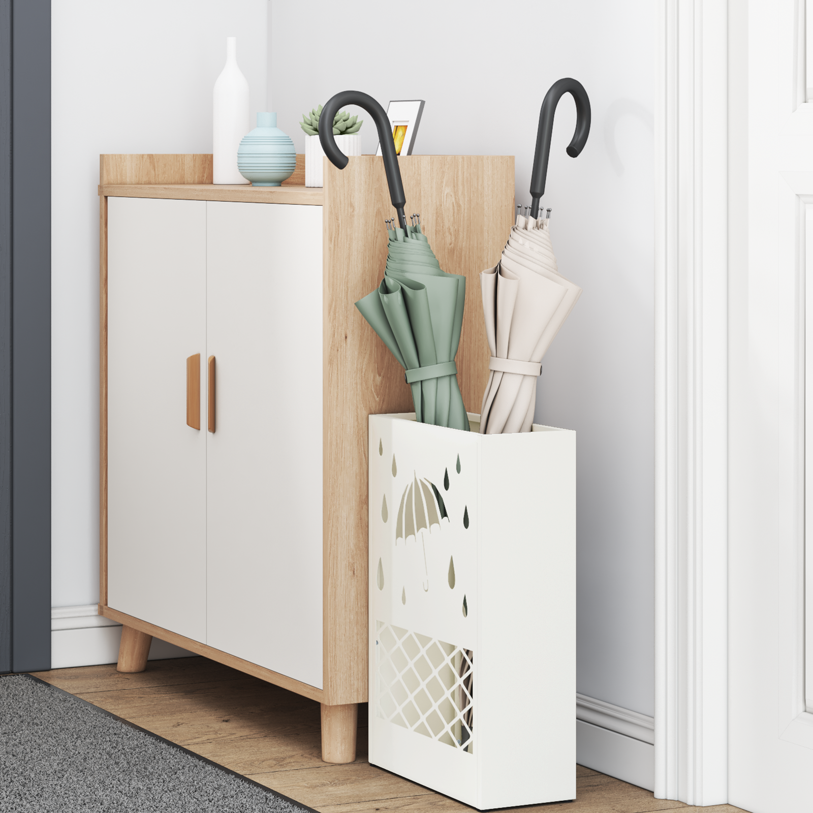 vidaXL Witte Paraplustandaard - 28x12x41 cm, Staal
