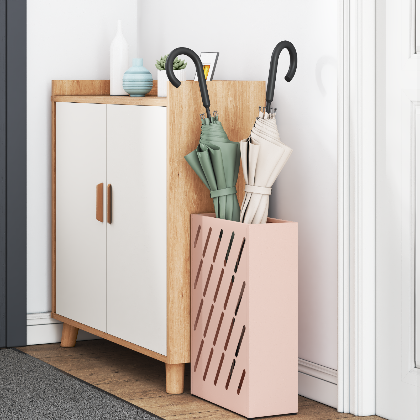 vidaXL Roze Paraplu Houder 28x12x41 cm Staal