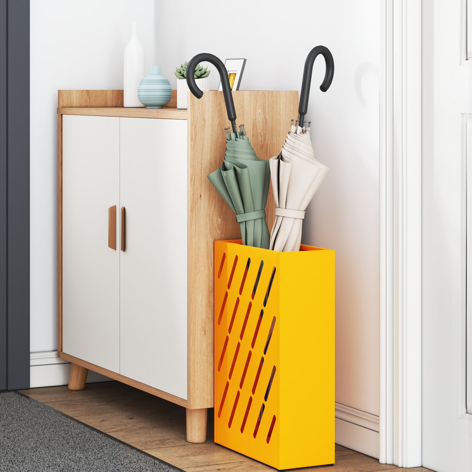vidaXL Mosterdgele Parapluhouder 28x12x41 cm Staal