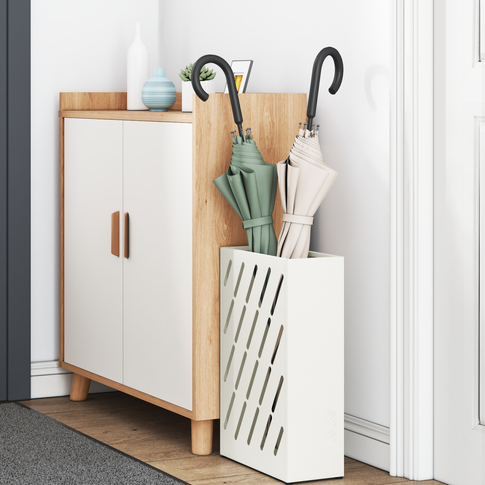 vidaXL Witte Paraplustandaard 28x12x41 cm van Staal