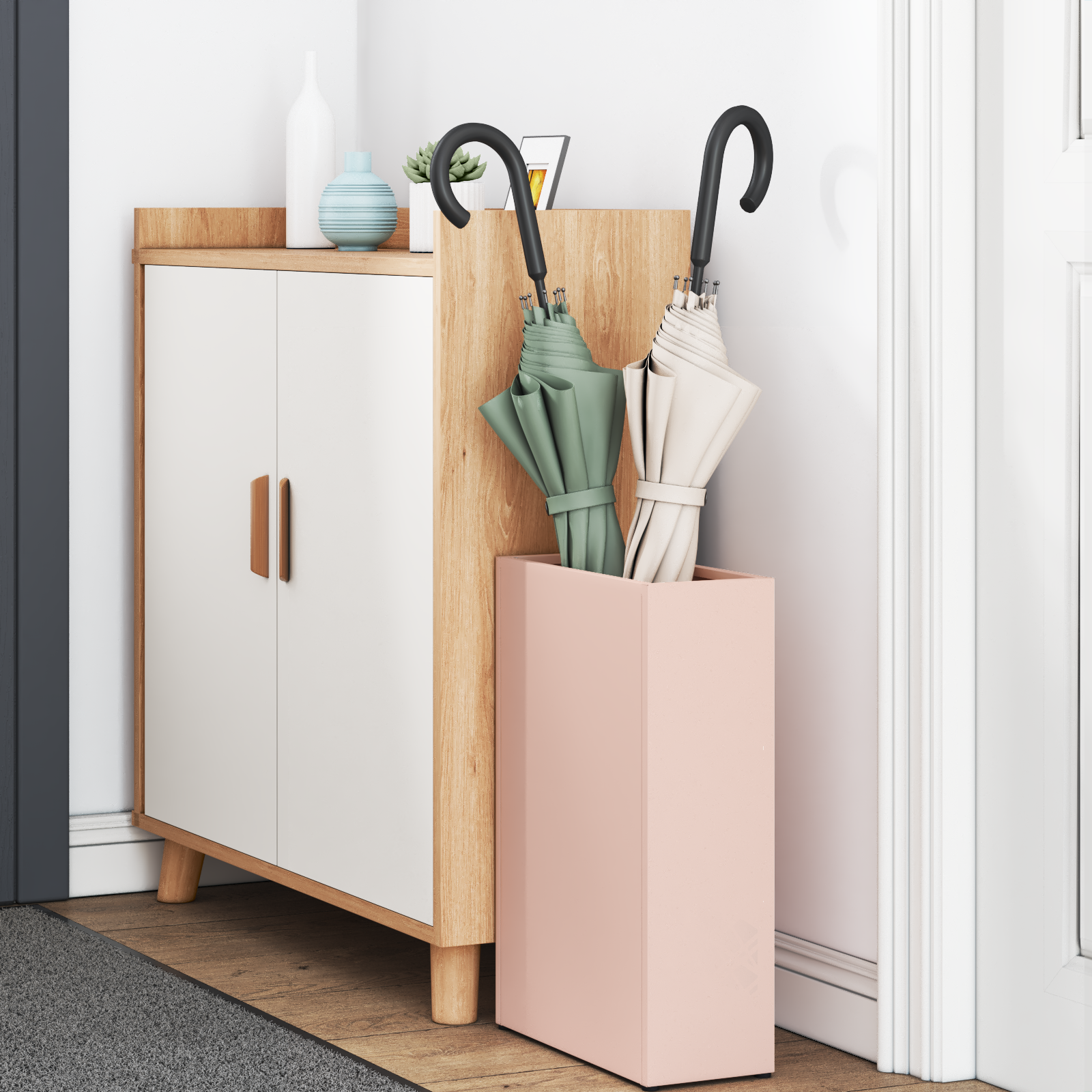 vidaXL Roze Parapluhouder - 28x12x41 cm Staal